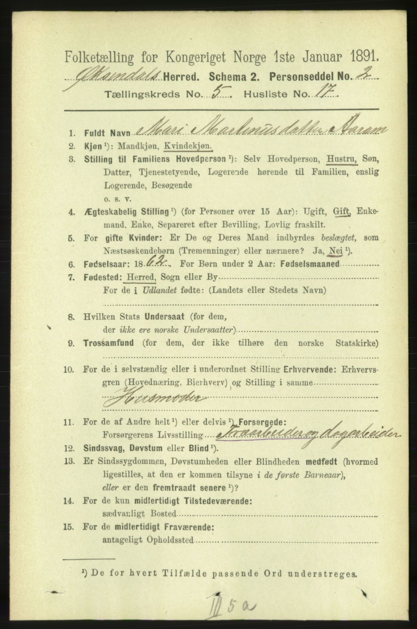 RA, 1891 census for 1561 Øksendal, 1891, p. 1126