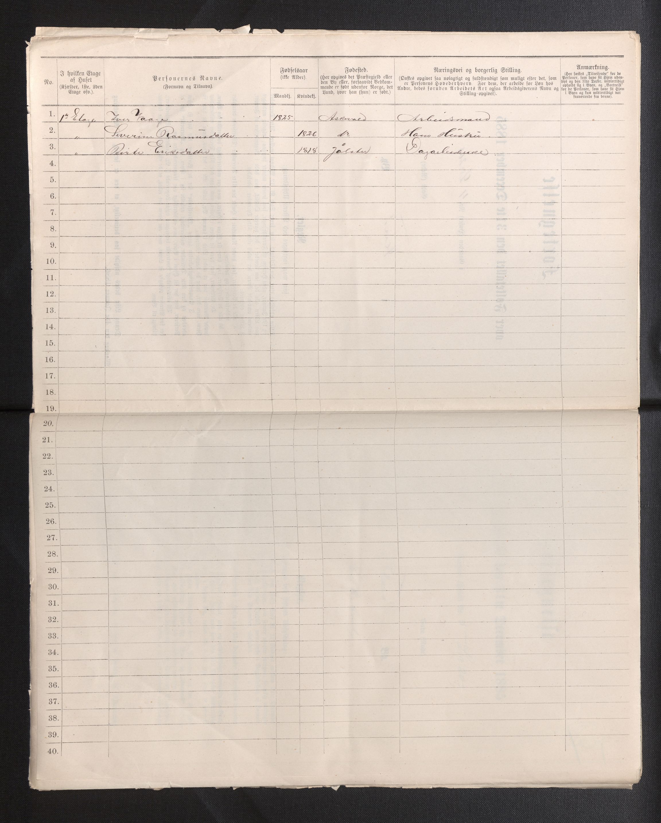 SAB, 1885 census for 1401 Florø, 1885, p. 7