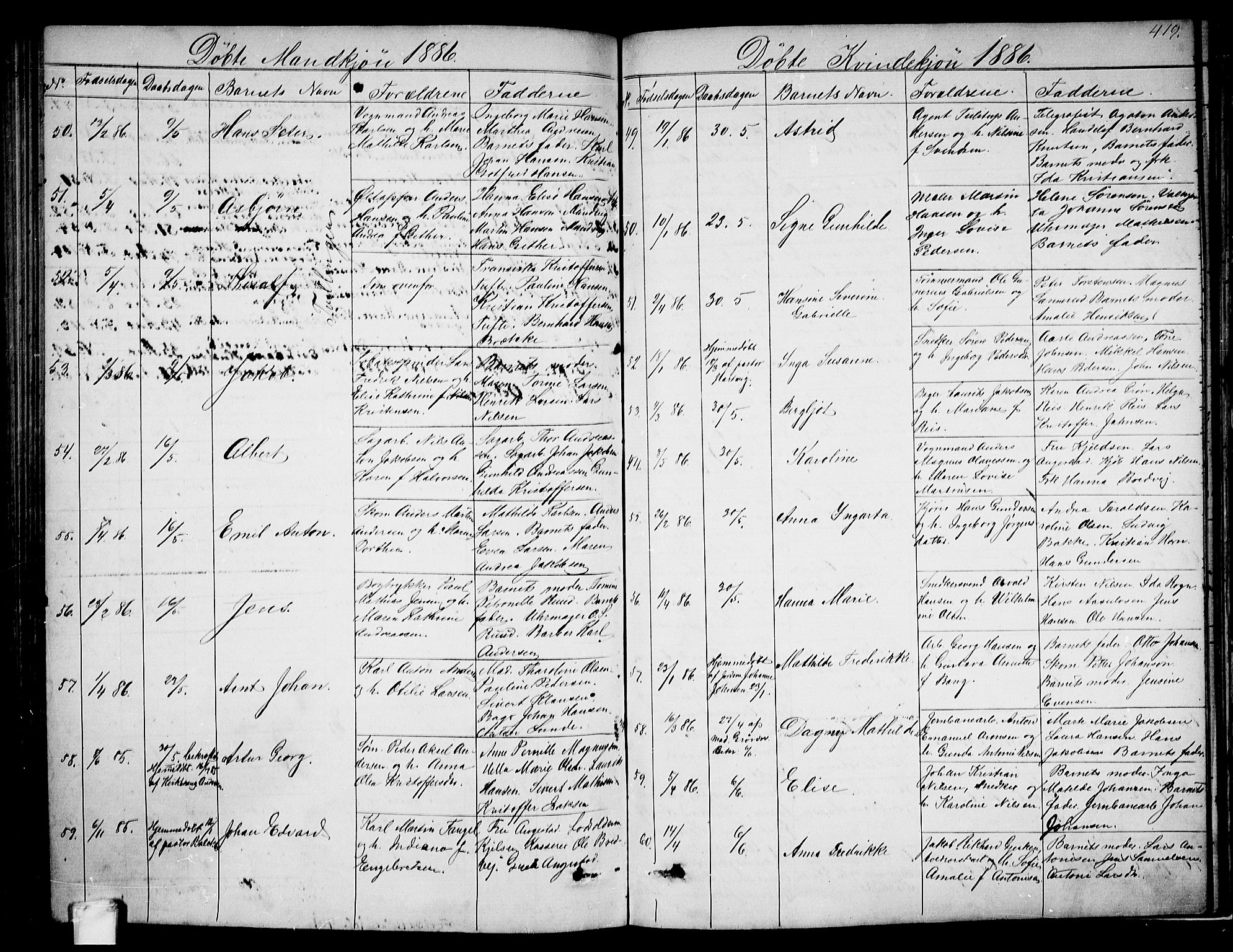 Larvik kirkebøker, SAKO/A-352/G/Ga/L0004: Parish register (copy) no. I 4, 1871-1888, p. 419