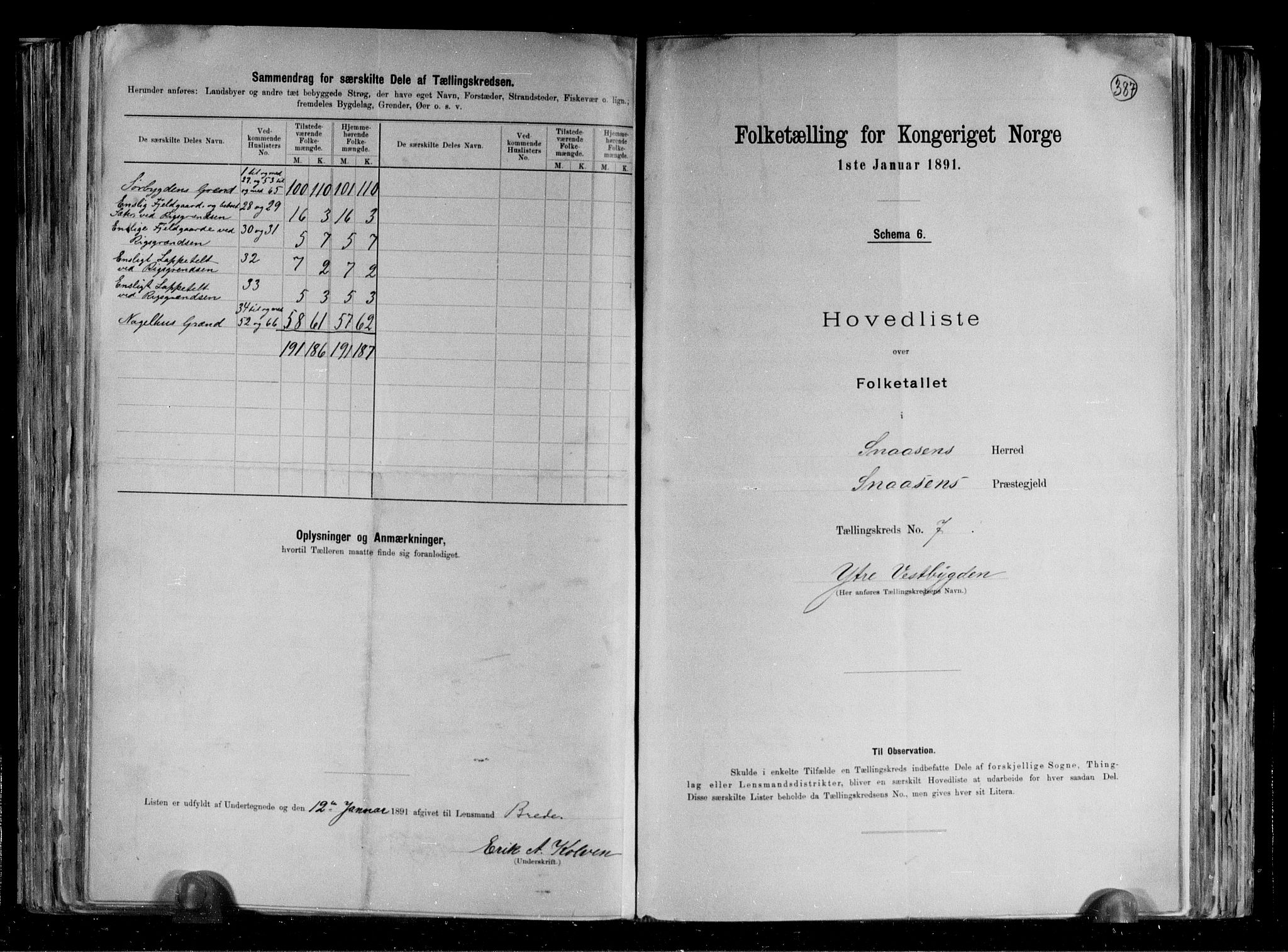 RA, 1891 census for 1736 Snåsa, 1891, p. 17