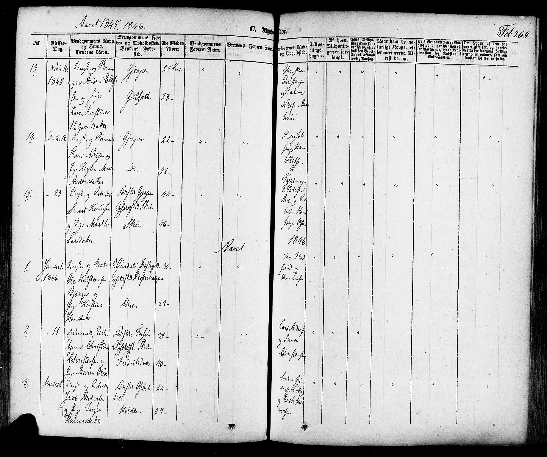 Skien kirkebøker, SAKO/A-302/F/Fa/L0006a: Parish register (official) no. 6A, 1843-1856, p. 269