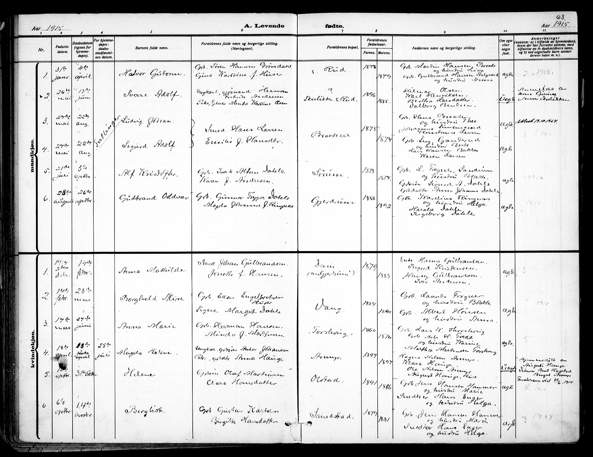 Gjerdrum prestekontor Kirkebøker, AV/SAO-A-10412b/F/Fa/L0009: Parish register (official) no. I 9, 1881-1916, p. 63