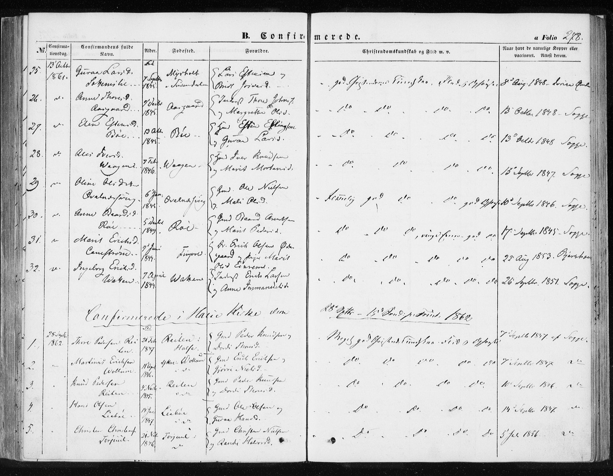 Ministerialprotokoller, klokkerbøker og fødselsregistre - Møre og Romsdal, SAT/A-1454/576/L0883: Parish register (official) no. 576A01, 1849-1865, p. 278