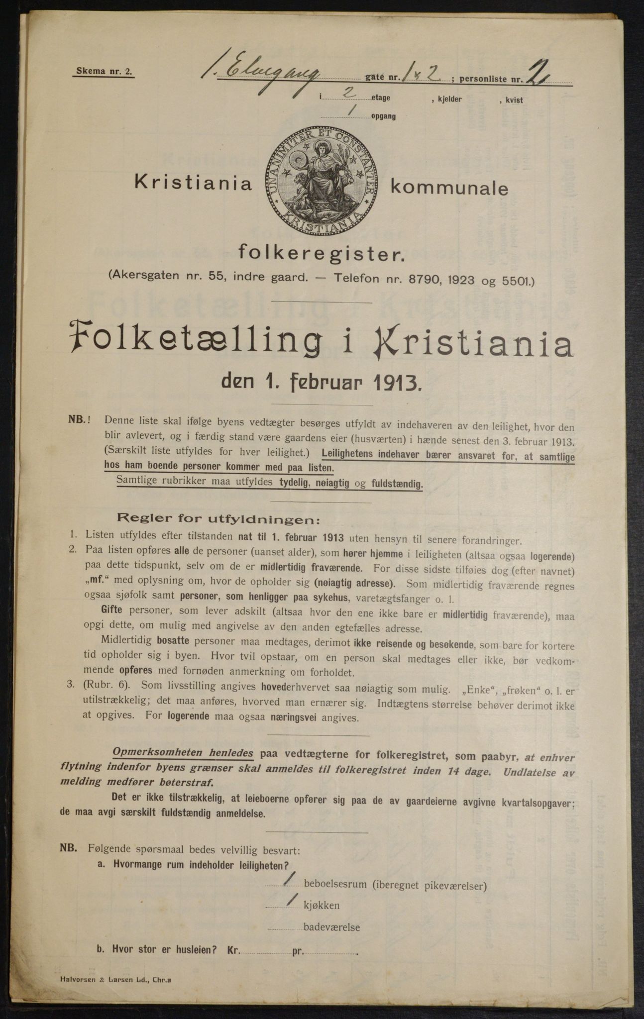 OBA, Municipal Census 1915 for Kristiania, 1915, p. 20443