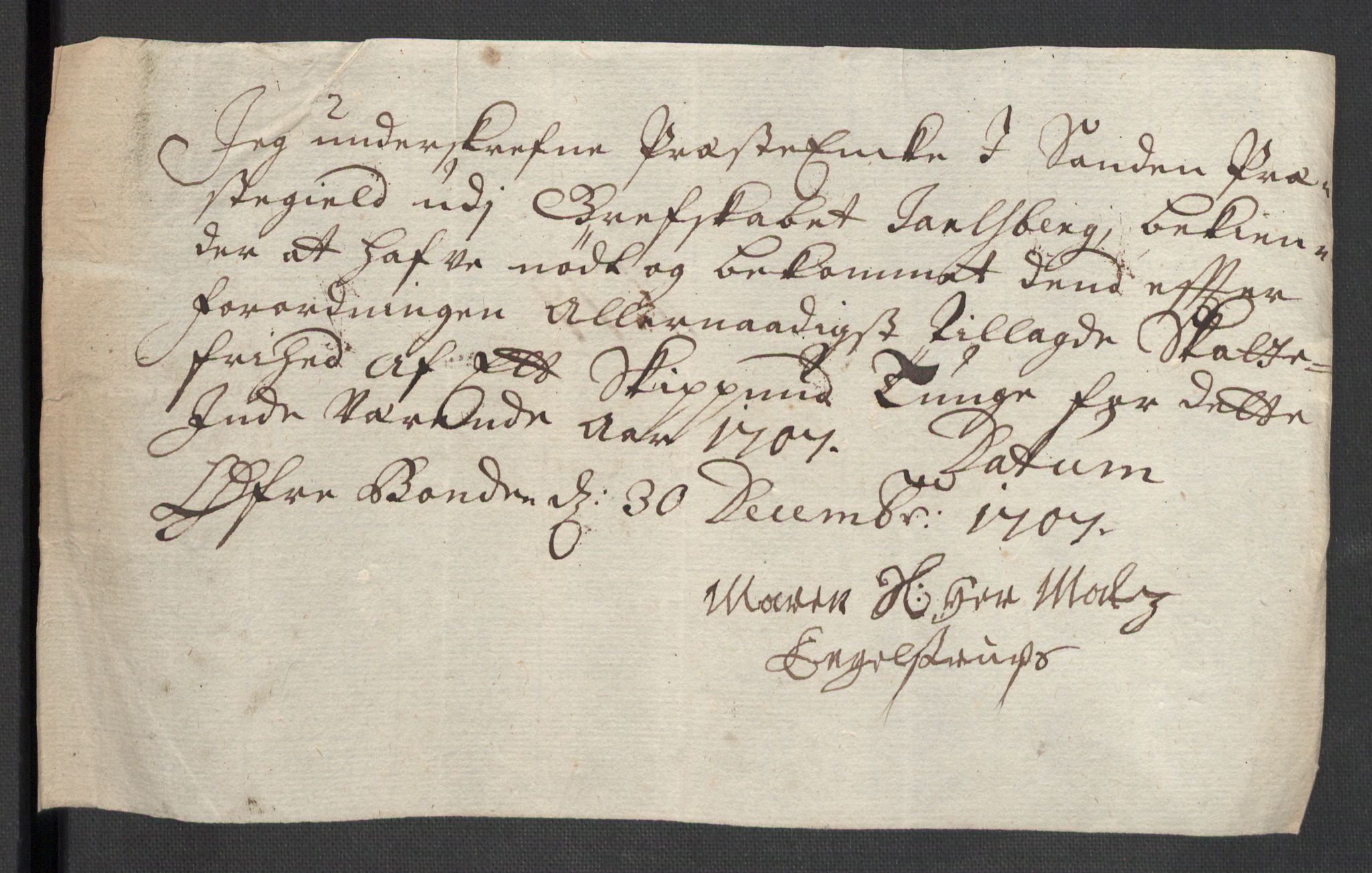 Rentekammeret inntil 1814, Reviderte regnskaper, Fogderegnskap, RA/EA-4092/R32/L1872: Fogderegnskap Jarlsberg grevskap, 1706-1707, p. 497