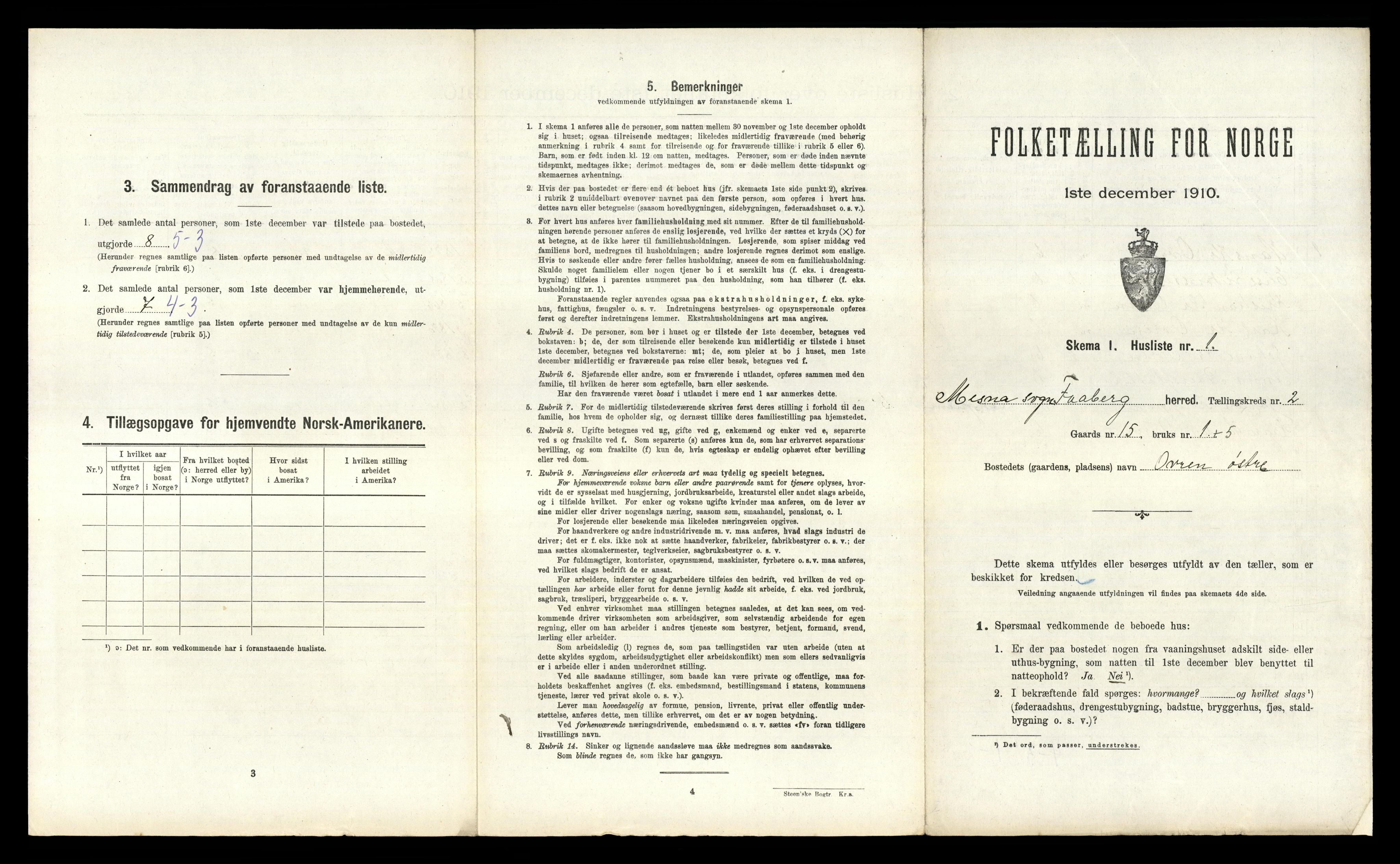 RA, 1910 census for Fåberg, 1910, p. 186