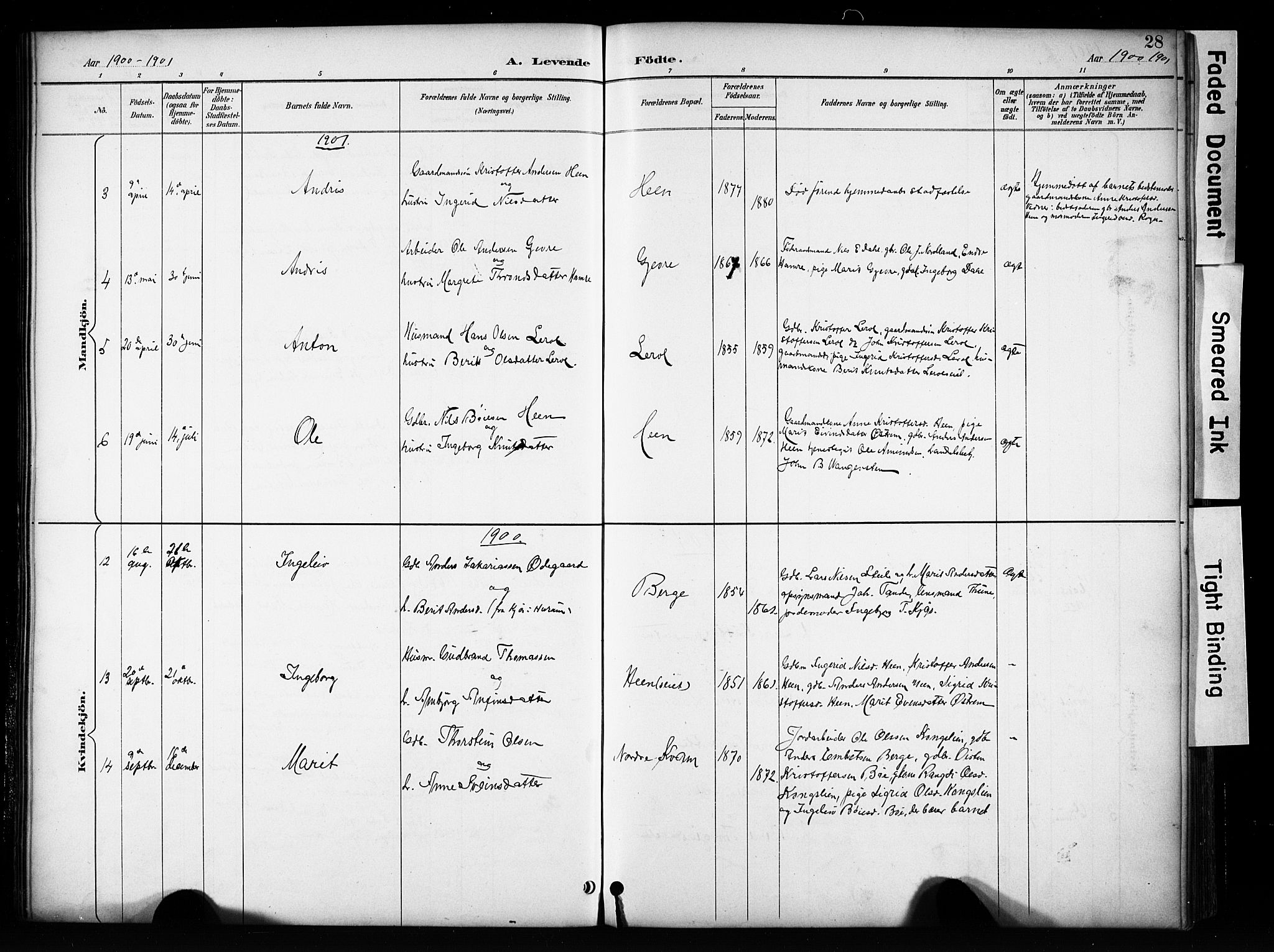 Vang prestekontor, Valdres, SAH/PREST-140/H/Hb/L0006: Parish register (copy) no. 6, 1893-1918, p. 28