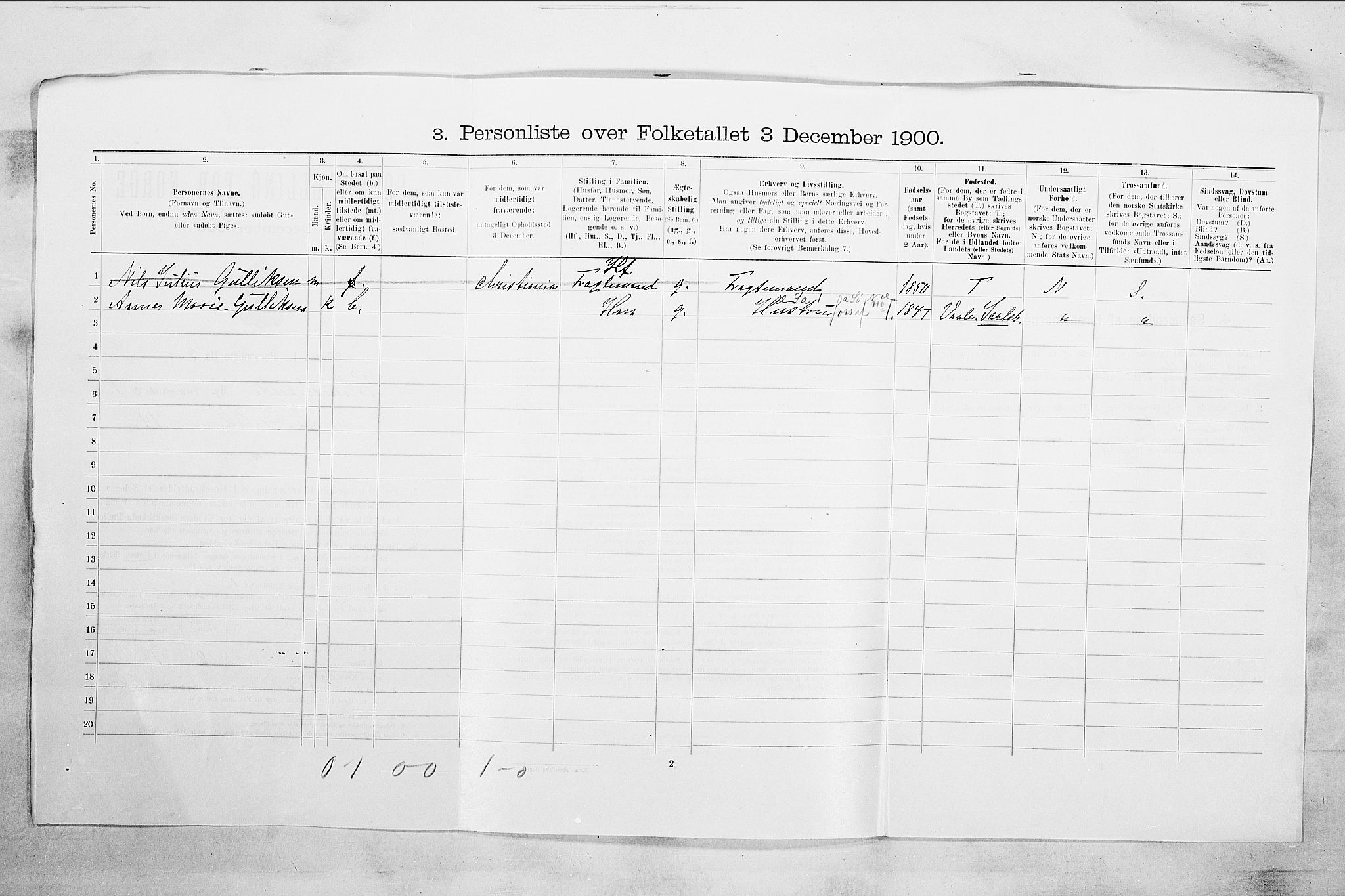 RA, 1900 census for Holmestrand, 1900, p. 189