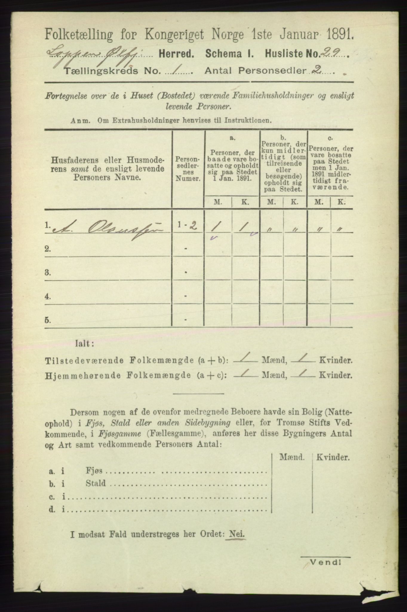 RA, 1891 census for 2014 Loppa, 1891, p. 47