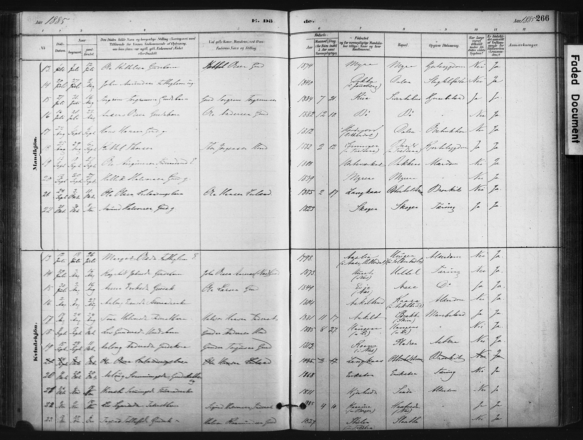 Bø kirkebøker, AV/SAKO-A-257/F/Fa/L0010: Parish register (official) no. 10, 1880-1892, p. 266