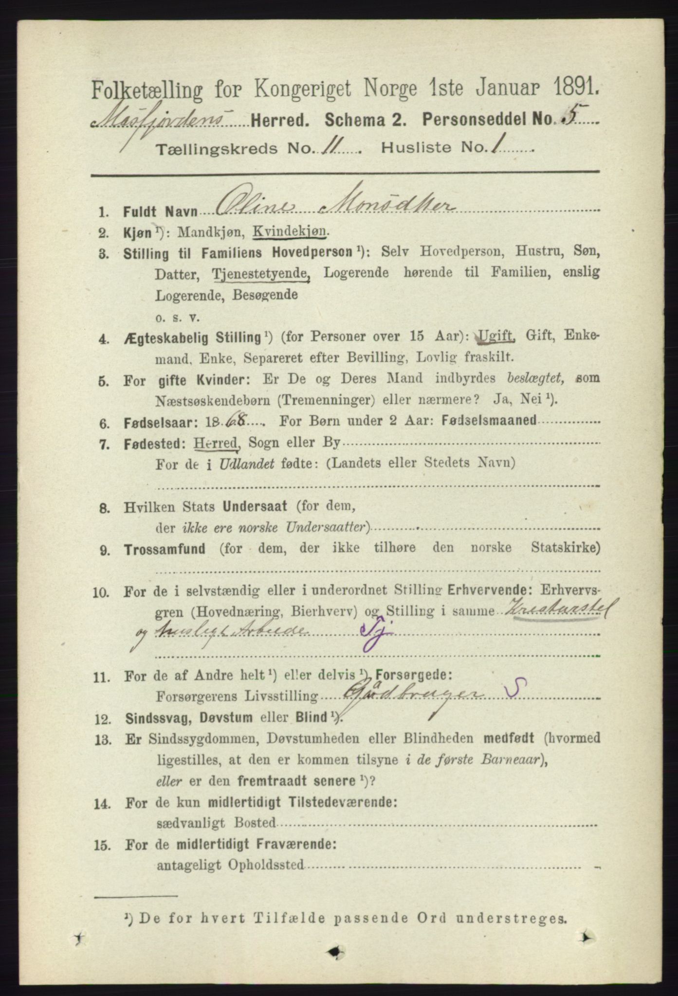 RA, 1891 census for 1266 Masfjorden, 1891, p. 2271