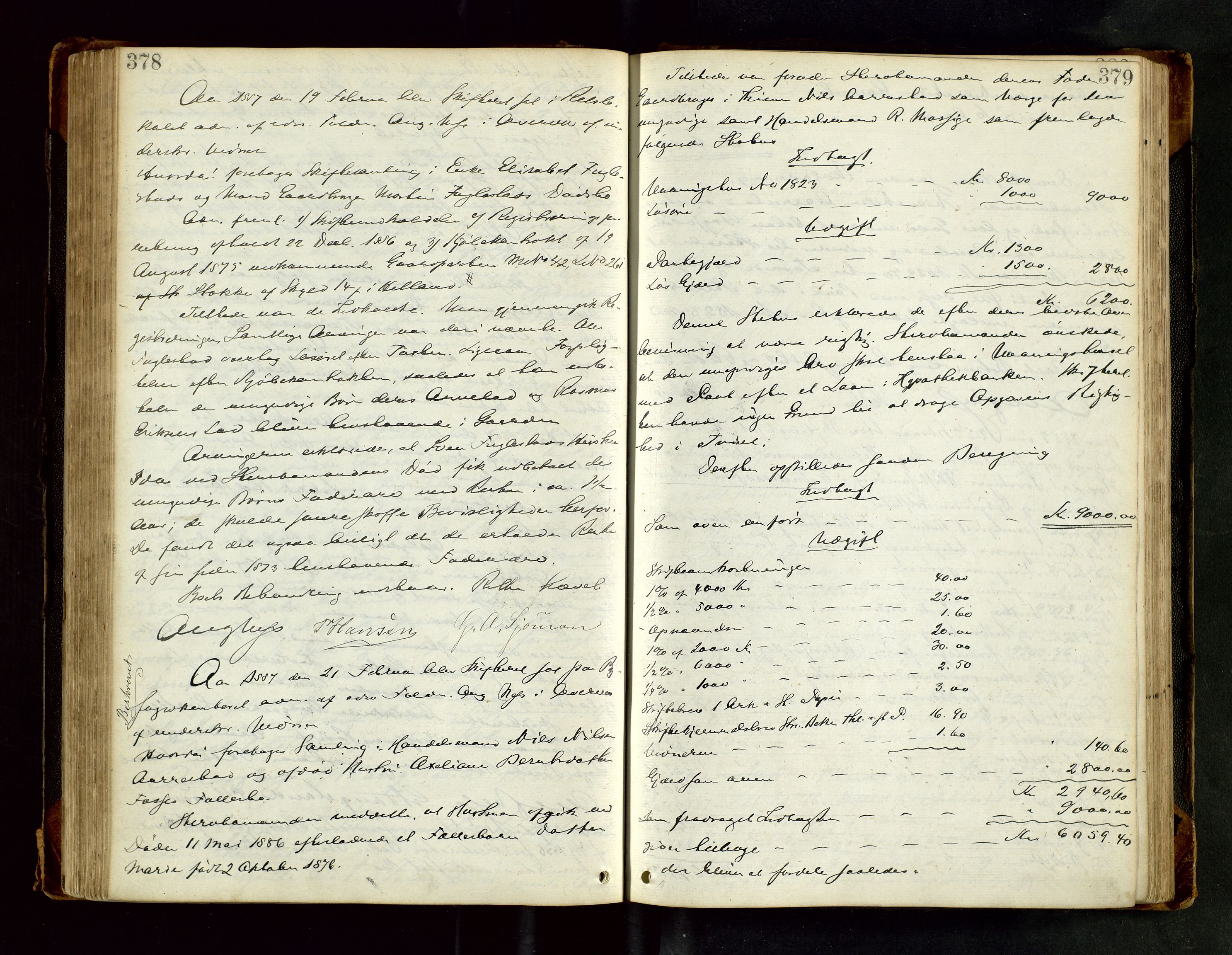 Stavanger byfogd, AV/SAST-A-101408/001/5/50/503BB/L0017: Skifteforhandlingsprotokoll, 1883-1889, p. 378-379