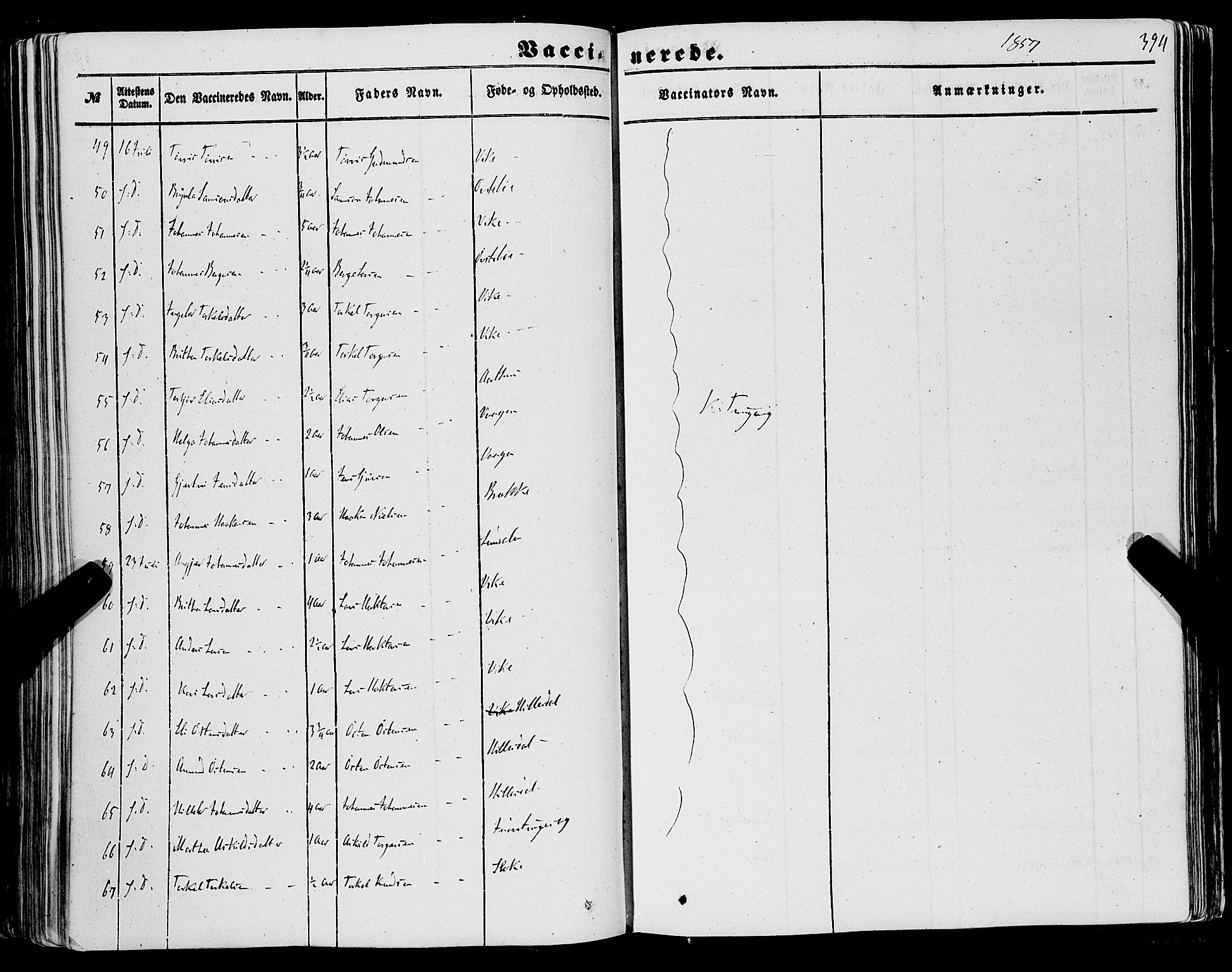 Skånevik sokneprestembete, SAB/A-77801/H/Haa: Parish register (official) no. A 5II, 1848-1869, p. 394