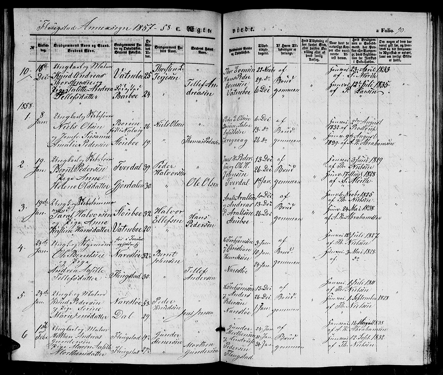 Dypvåg sokneprestkontor, SAK/1111-0007/F/Fb/Fbb/L0002: Parish register (copy) no. B 2, 1851-1871, p. 90