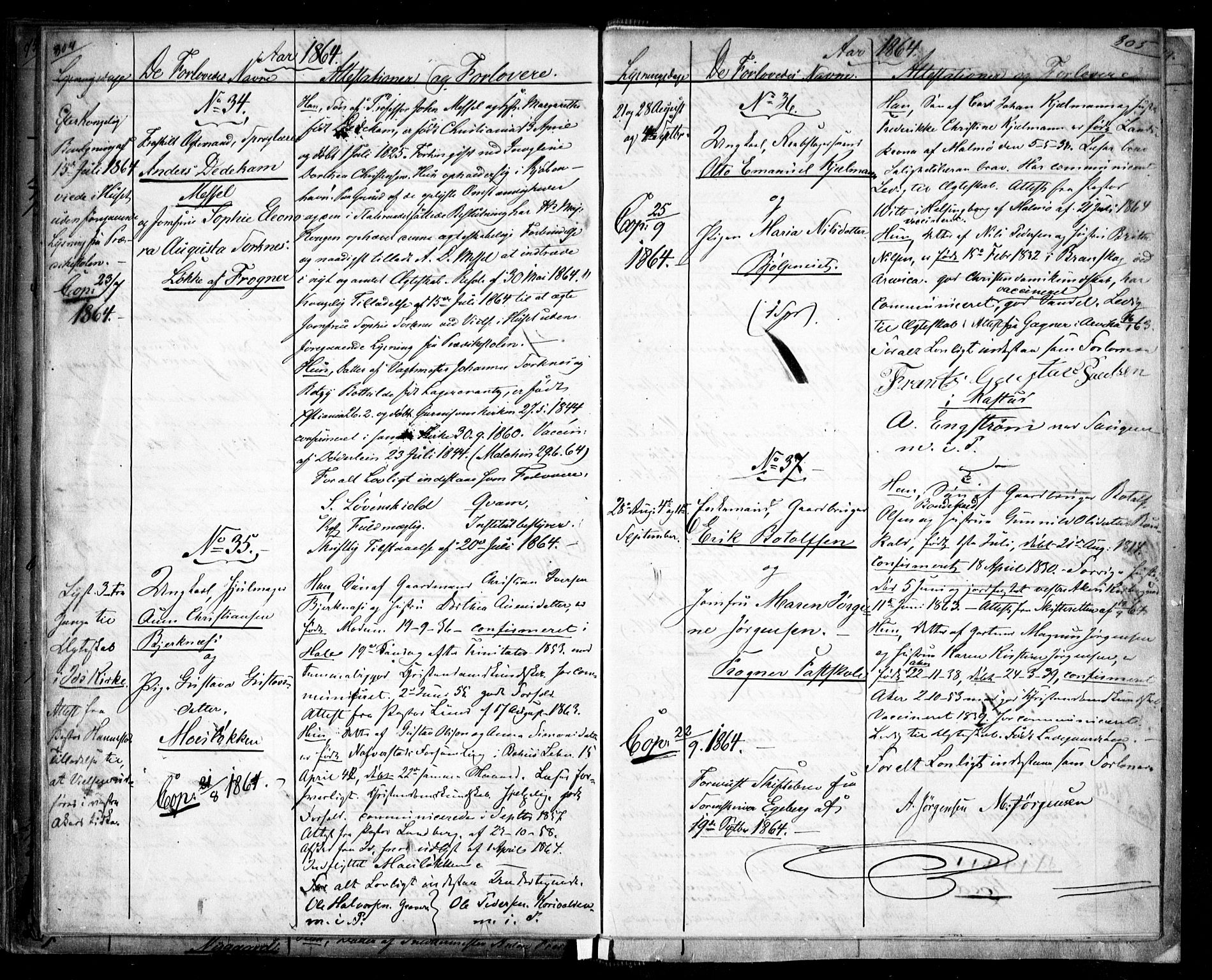 Aker prestekontor kirkebøker, AV/SAO-A-10861/H/L0005: Banns register no. 5, 1853-1864, p. 804-805