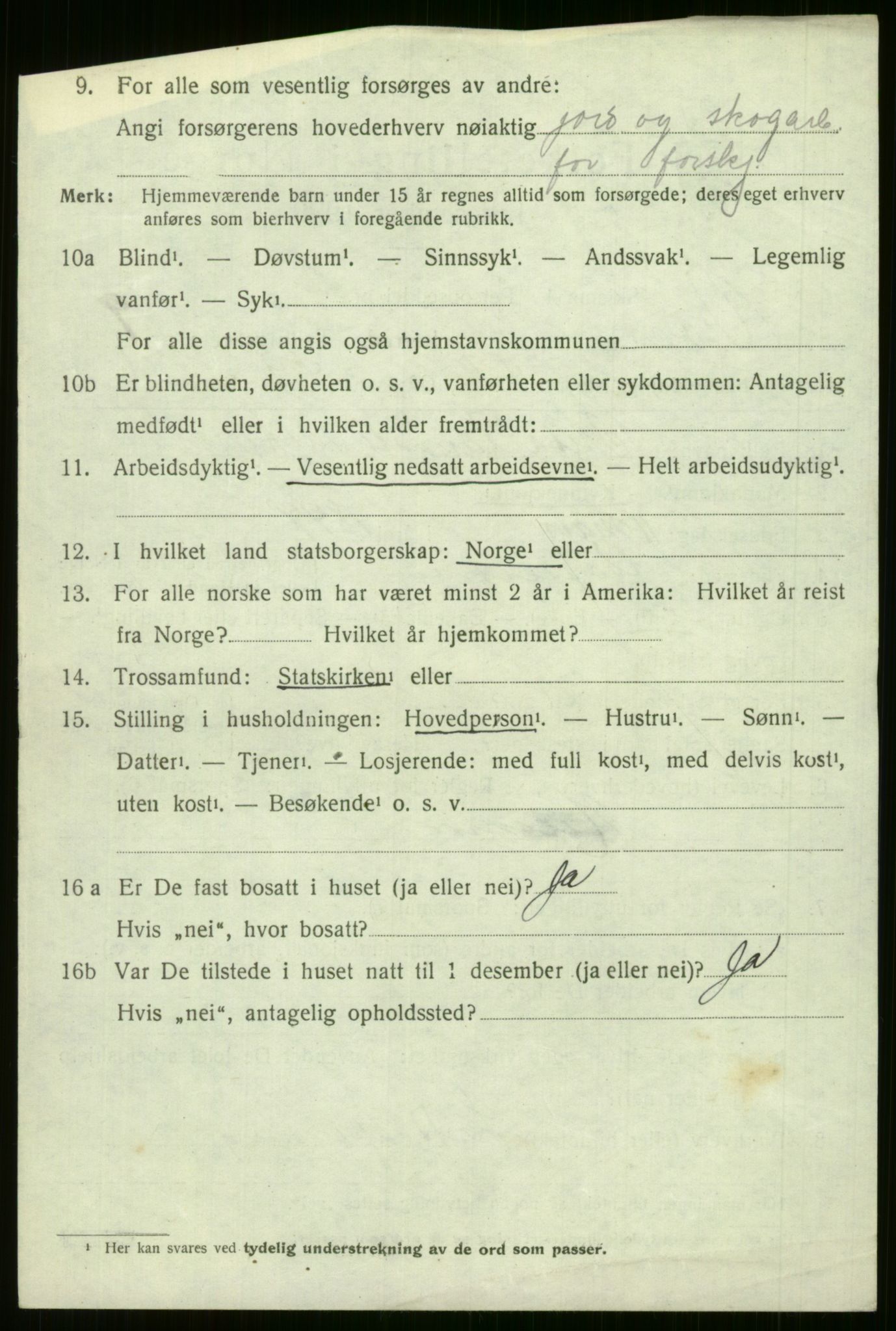 SAB, 1920 census for Voss, 1920, p. 9312