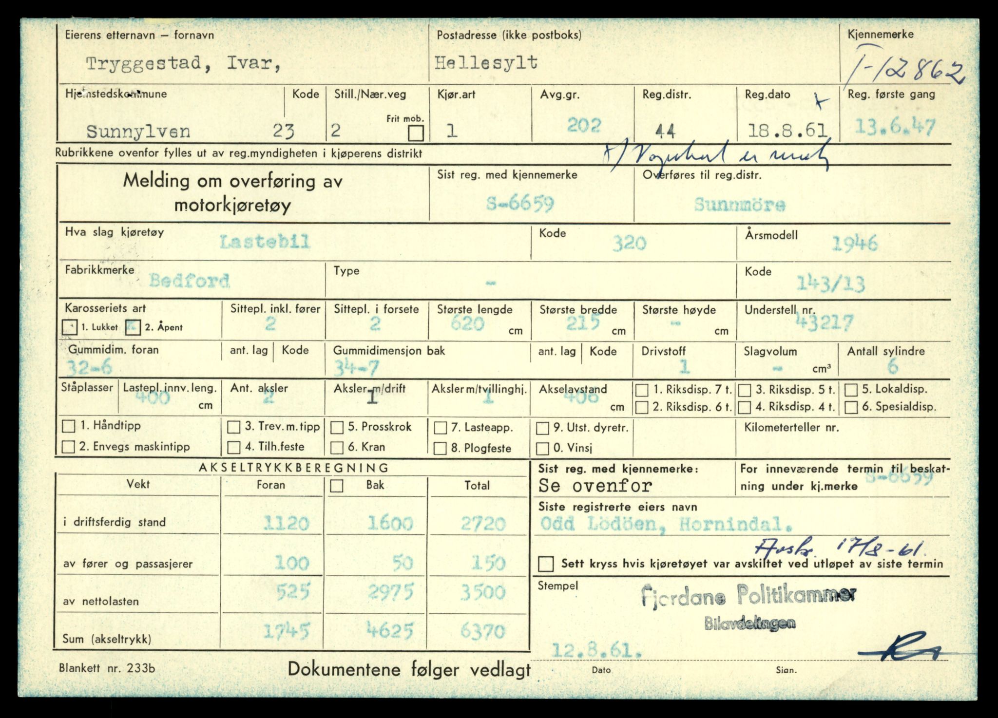 Møre og Romsdal vegkontor - Ålesund trafikkstasjon, AV/SAT-A-4099/F/Fe/L0036: Registreringskort for kjøretøy T 12831 - T 13030, 1927-1998, p. 567