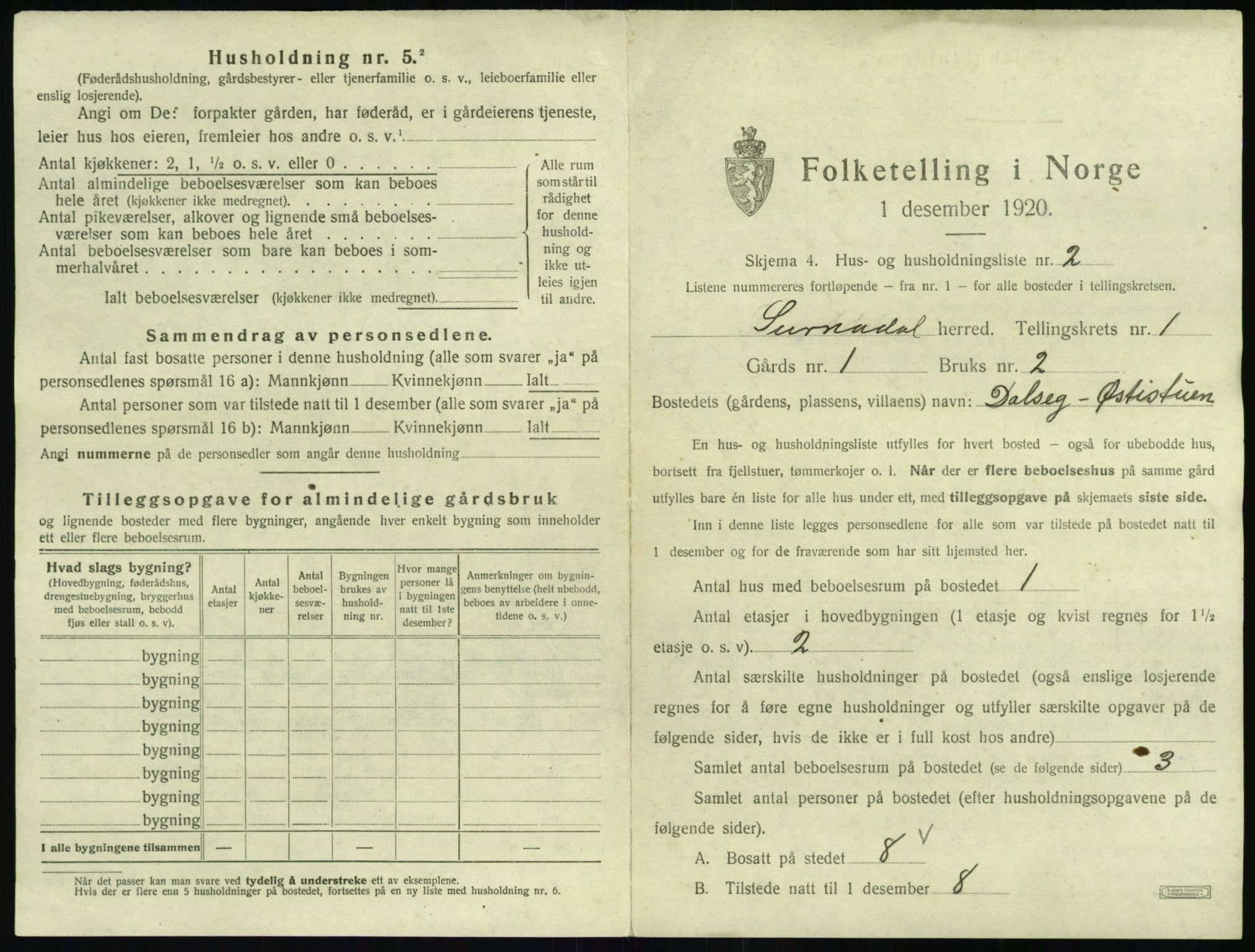 SAT, 1920 census for Surnadal, 1920, p. 45