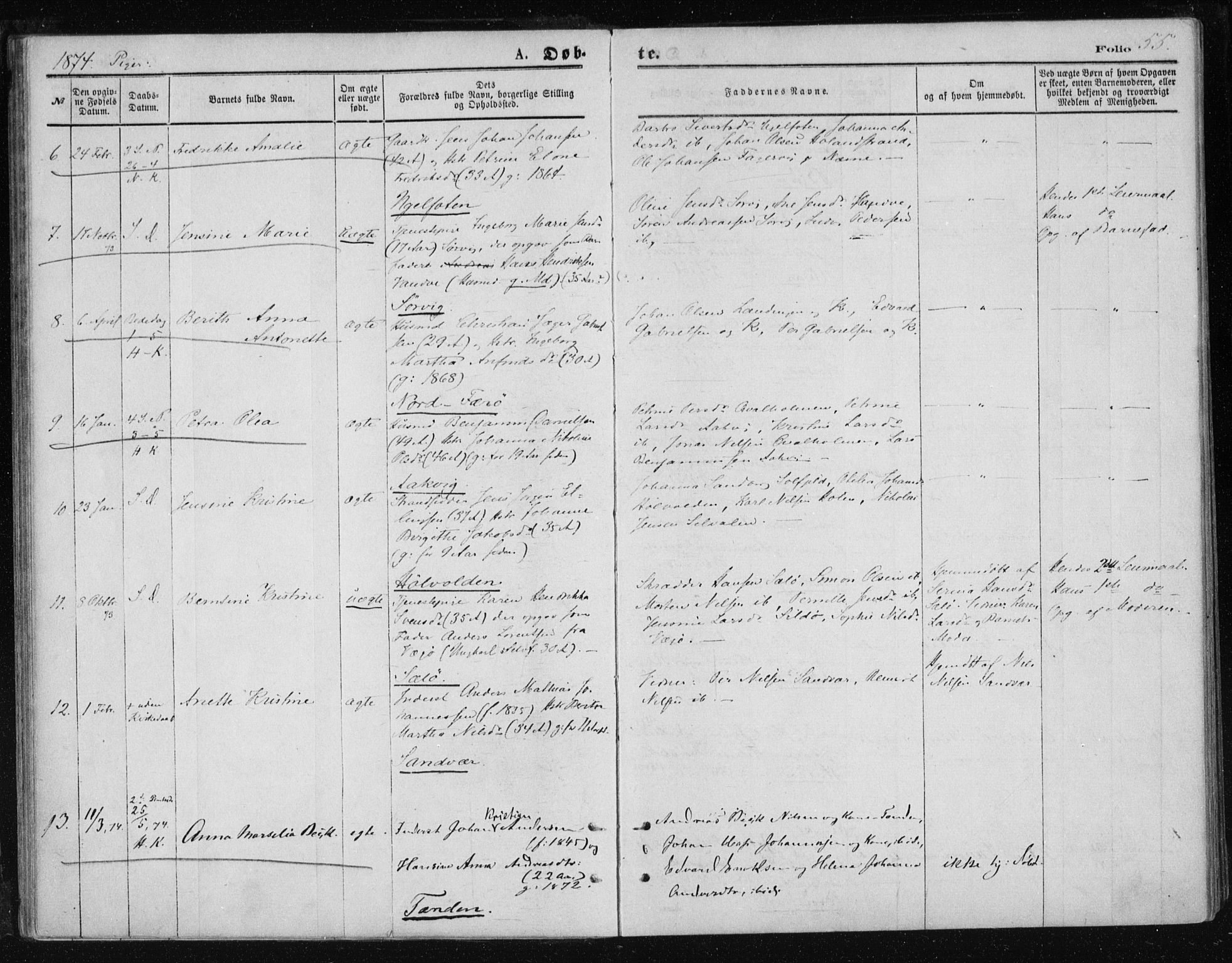 Ministerialprotokoller, klokkerbøker og fødselsregistre - Nordland, AV/SAT-A-1459/834/L0506: Parish register (official) no. 834A04, 1872-1878, p. 55