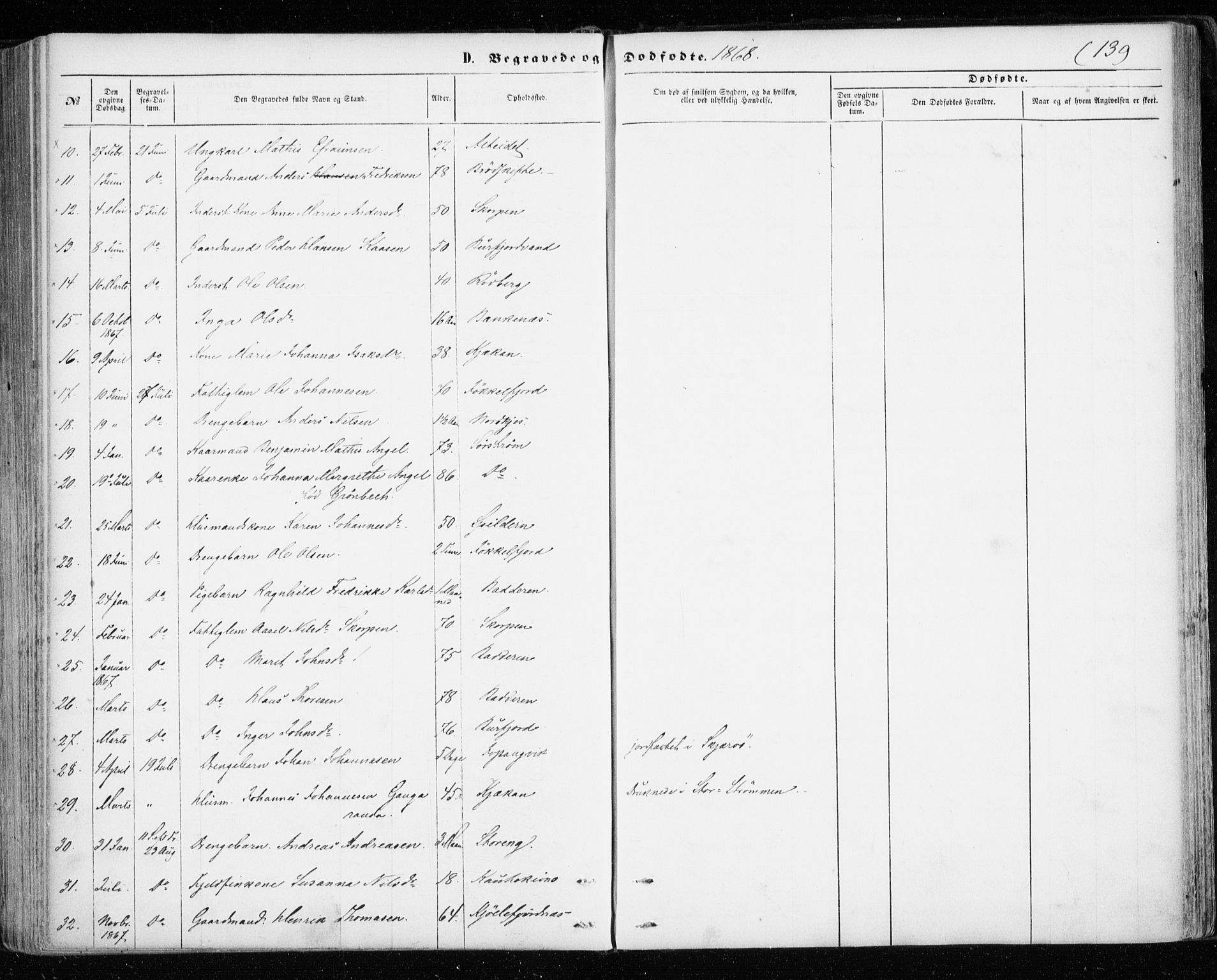 Skjervøy sokneprestkontor, SATØ/S-1300/H/Ha/Haa/L0011kirke: Parish register (official) no. 11, 1861-1877, p. 139