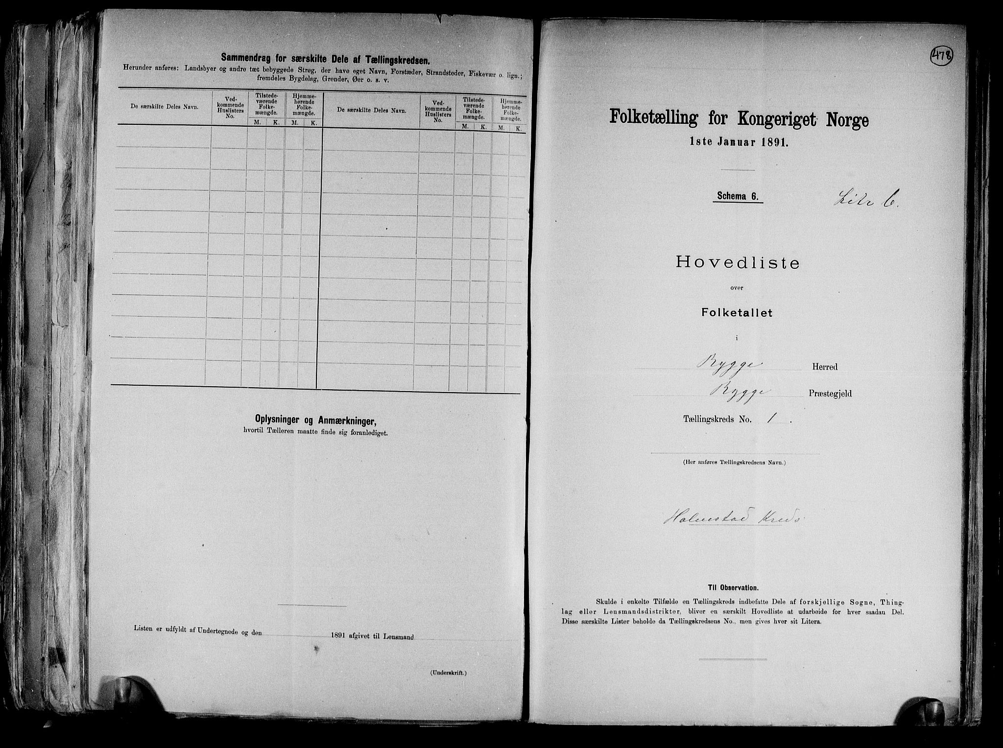 RA, 1891 census for 0136 Rygge, 1891, p. 6