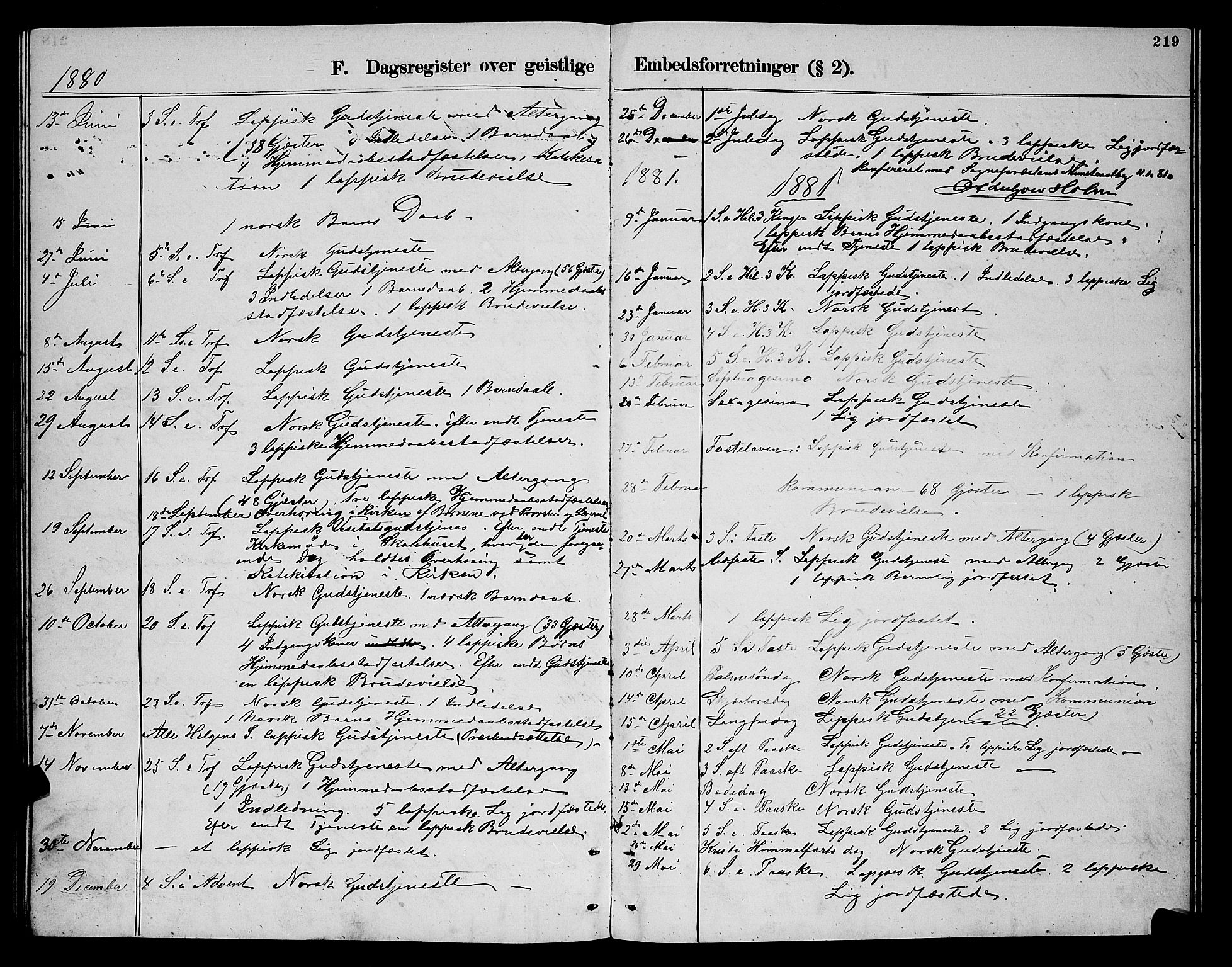 Nesseby sokneprestkontor, SATØ/S-1330/H/Hb/L0004klokker: Parish register (copy) no. 4, 1877-1884, p. 219