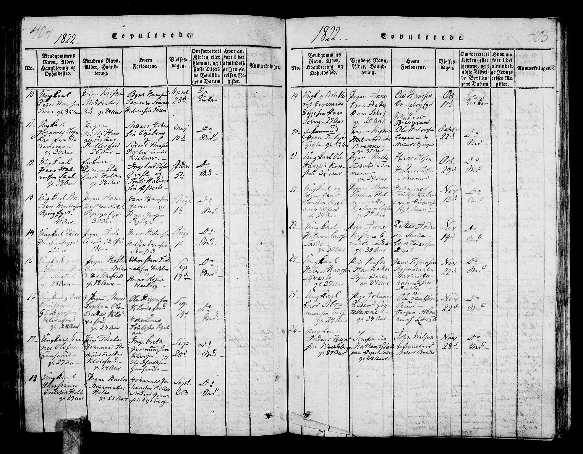 Sande Kirkebøker, SAKO/A-53/G/Ga/L0001: Parish register (copy) no. 1, 1814-1847, p. 404-405