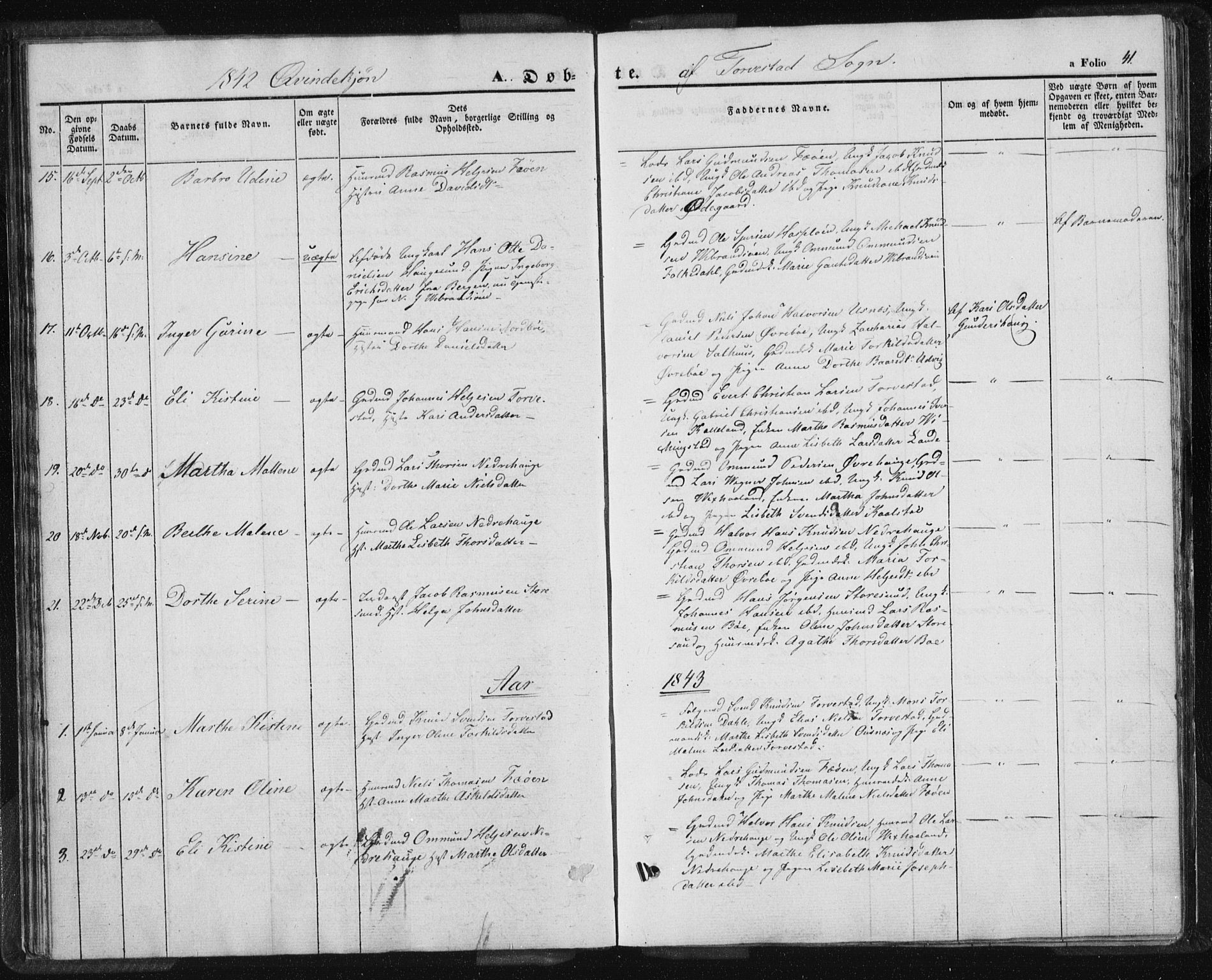 Torvastad sokneprestkontor, AV/SAST-A -101857/H/Ha/Haa/L0005: Parish register (official) no. A 5, 1836-1847, p. 41