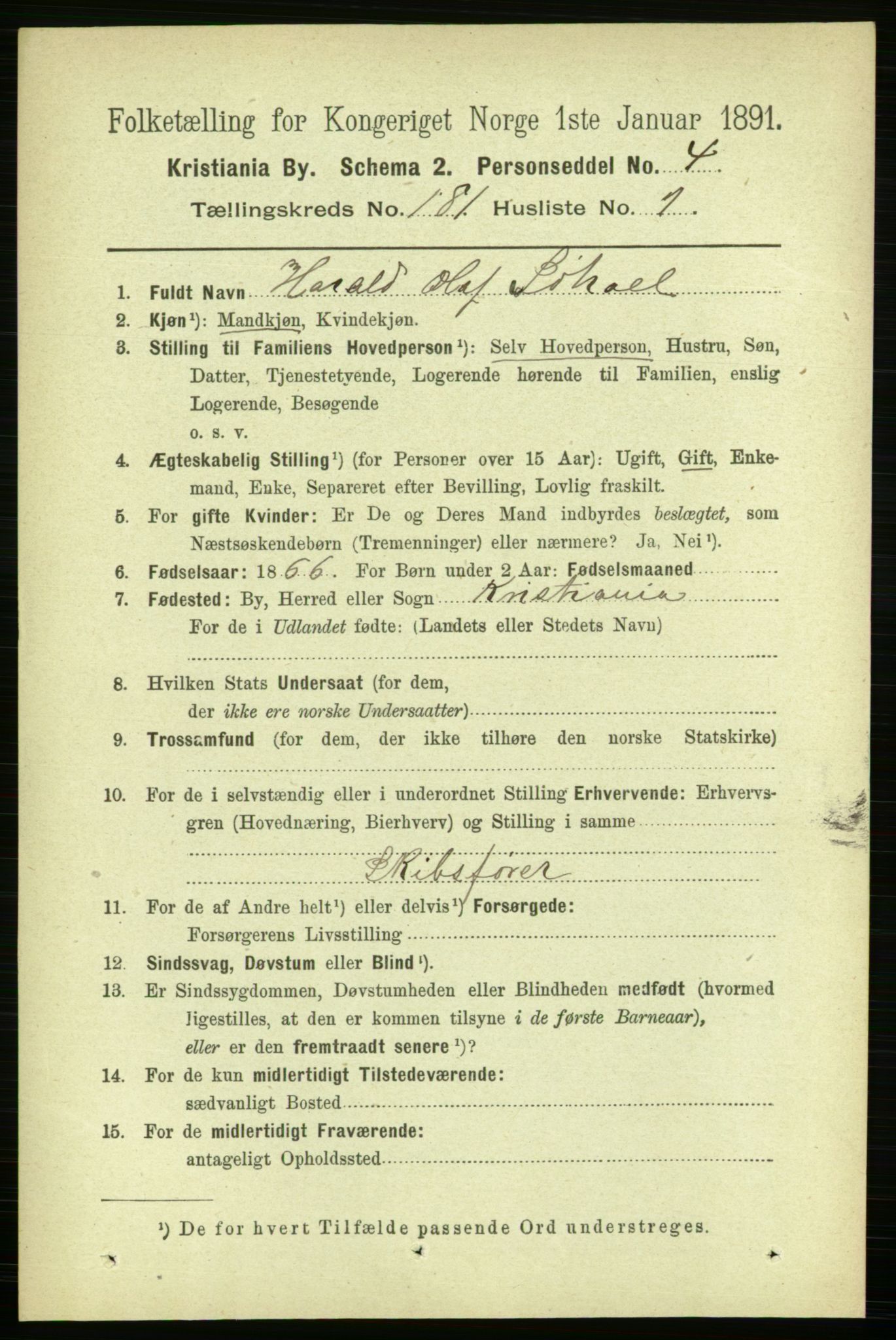 RA, 1891 census for 0301 Kristiania, 1891, p. 108491