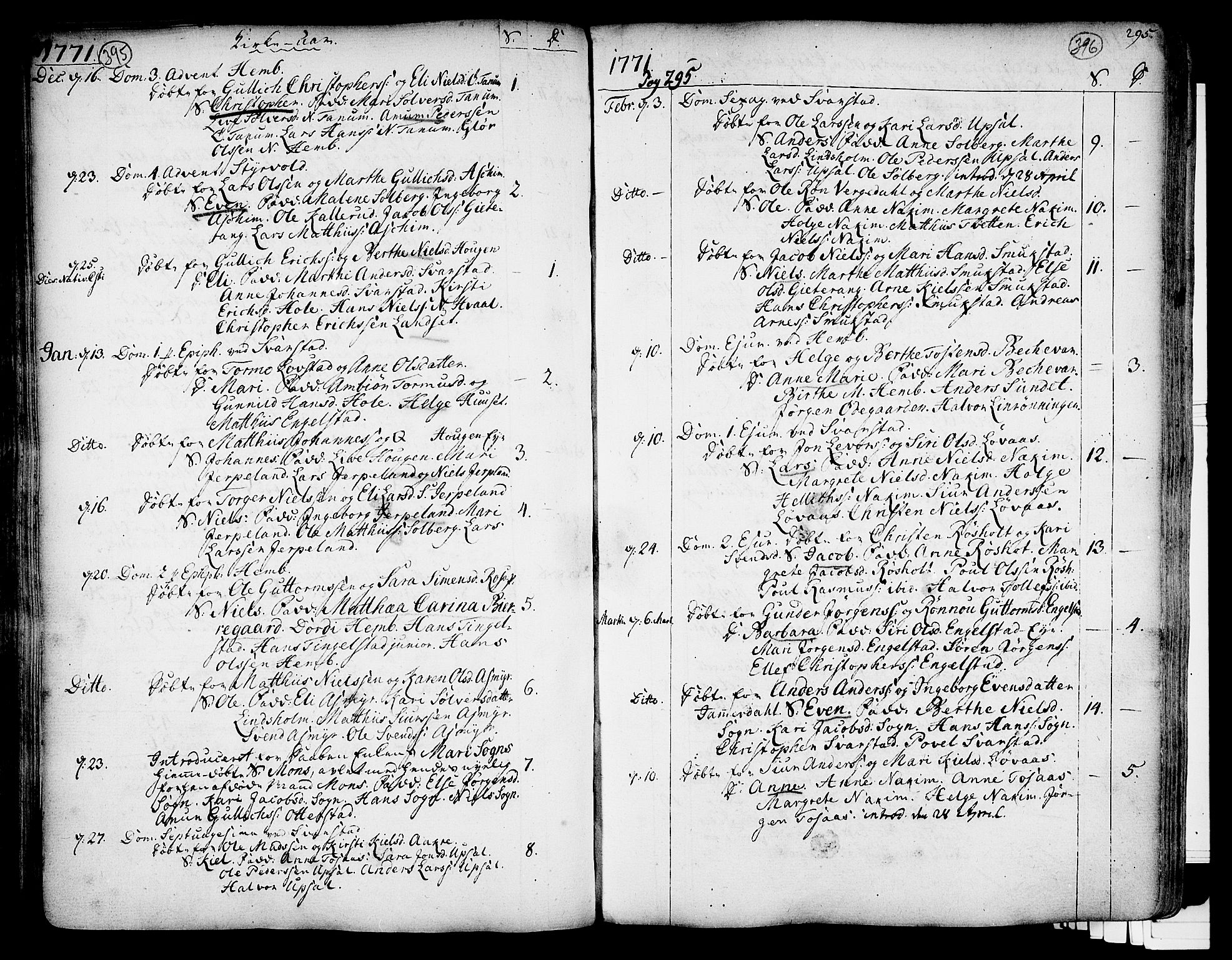 Lardal kirkebøker, SAKO/A-350/F/Fa/L0003: Parish register (official) no. I 3, 1733-1815, p. 395-396