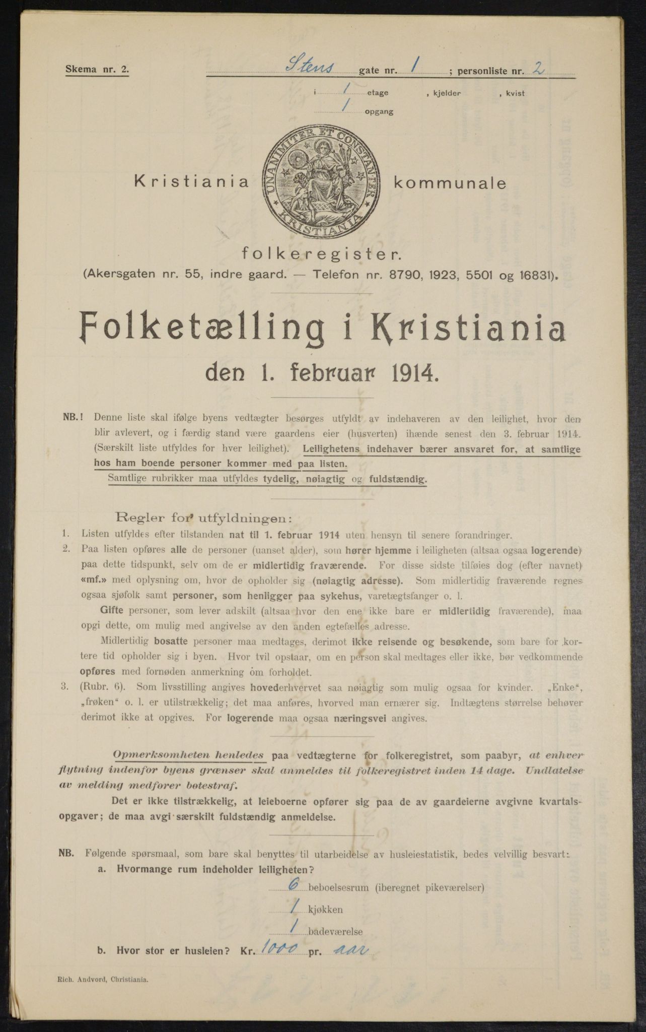 OBA, Municipal Census 1914 for Kristiania, 1914, p. 101759