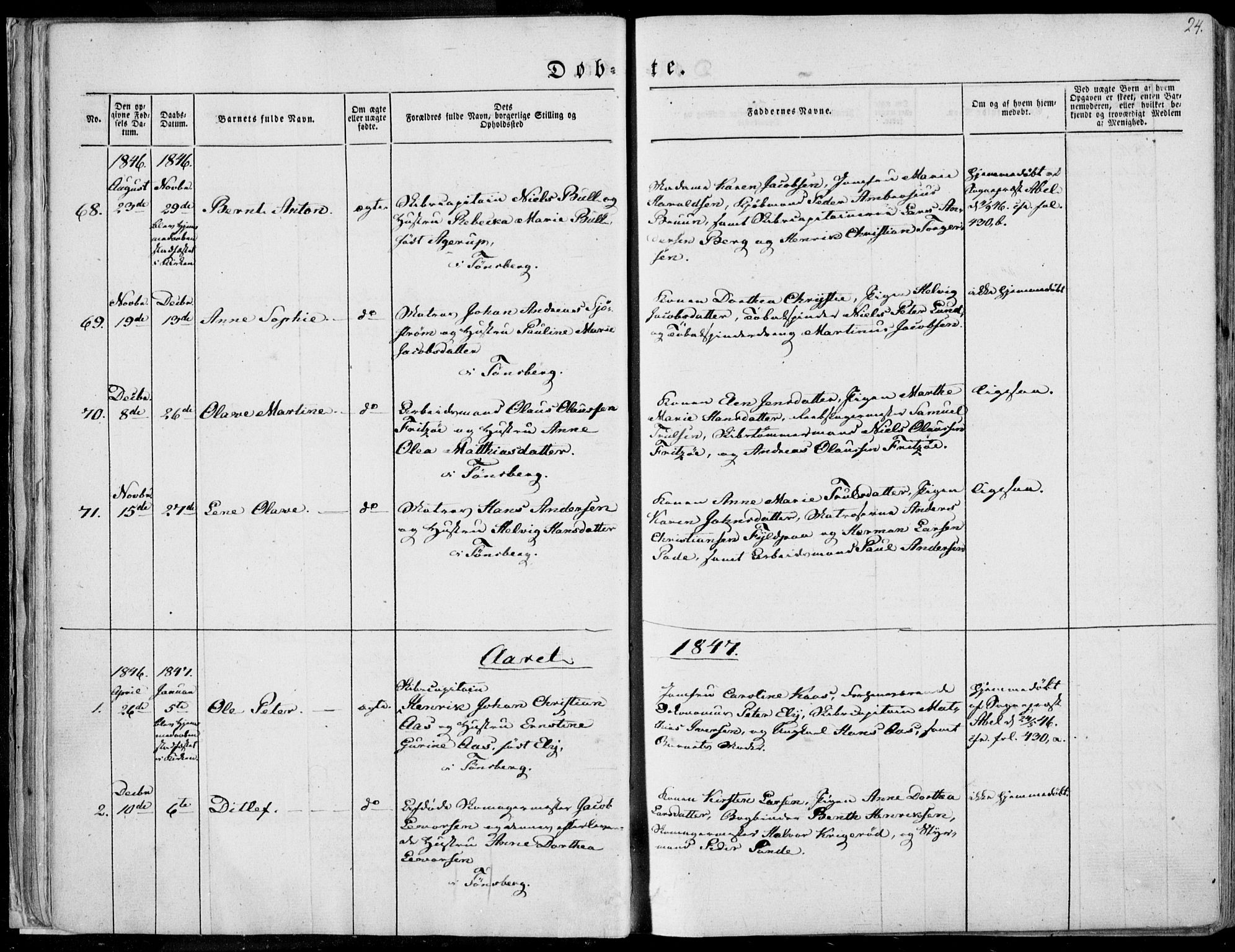 Tønsberg kirkebøker, SAKO/A-330/F/Fa/L0007: Parish register (official) no. I 7, 1845-1854, p. 24