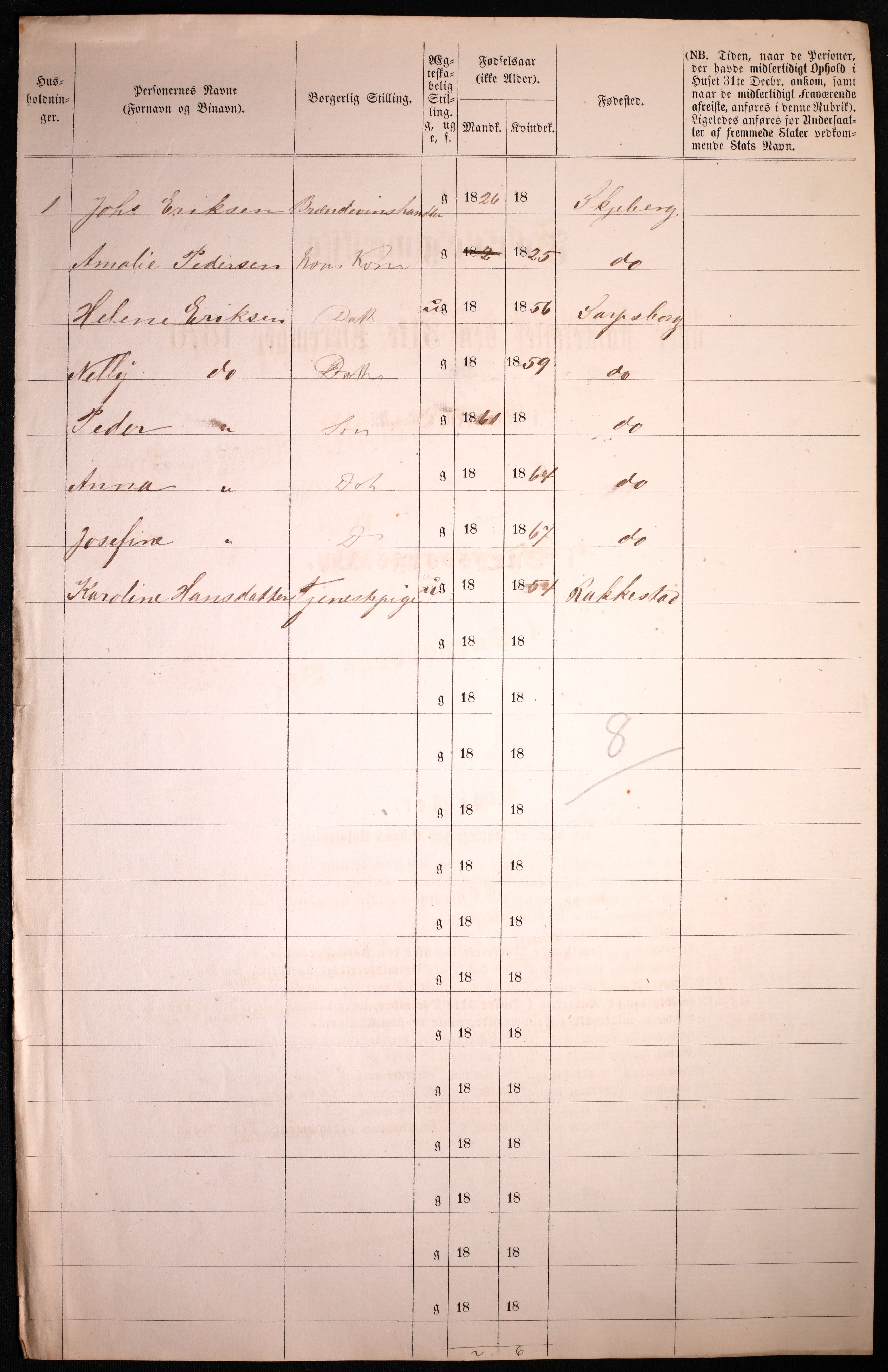 RA, 1870 census for 0102 Sarpsborg, 1870, p. 242