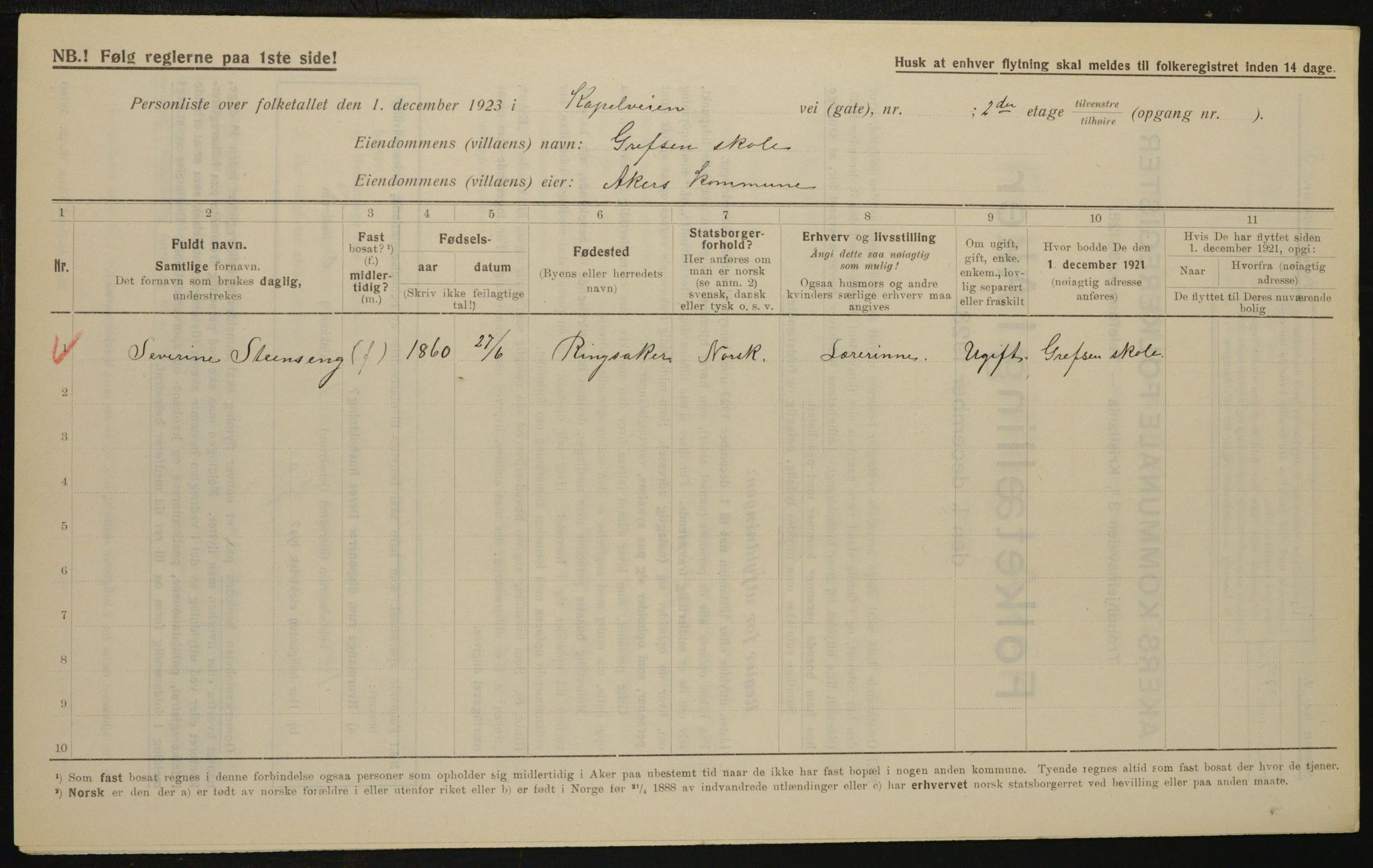 , Municipal Census 1923 for Aker, 1923, p. 12230