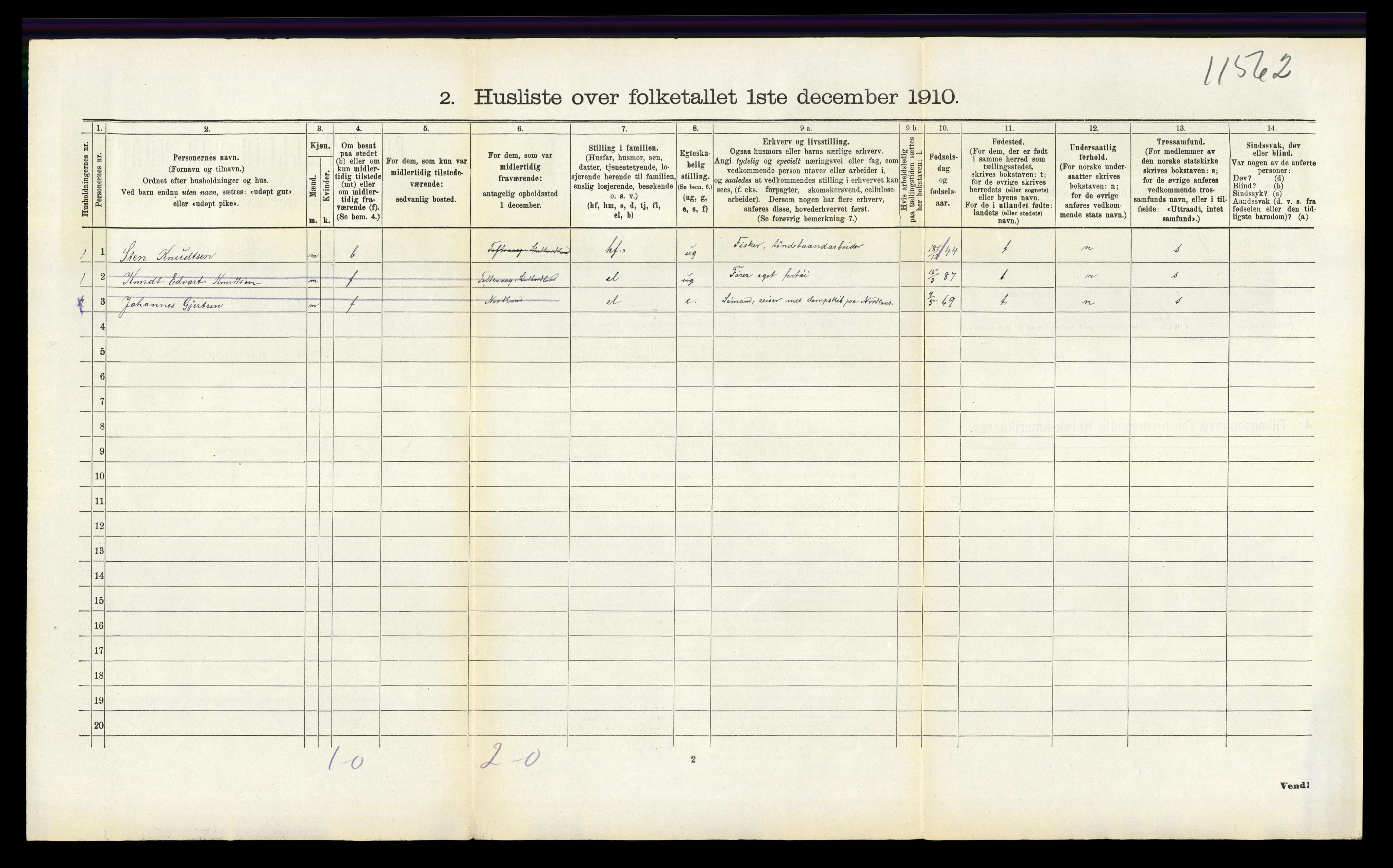 RA, 1910 census for Strandvik, 1910, p. 624