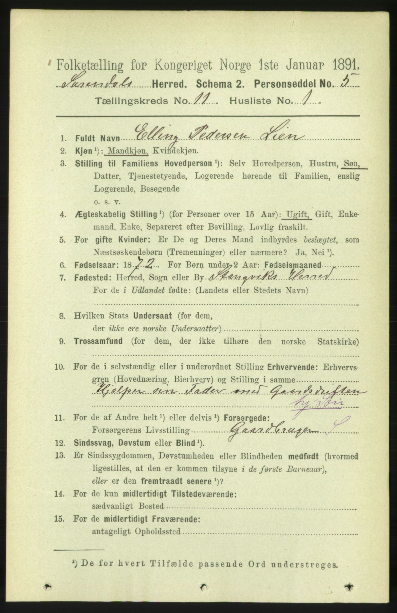 RA, 1891 census for 1566 Surnadal, 1891, p. 2675