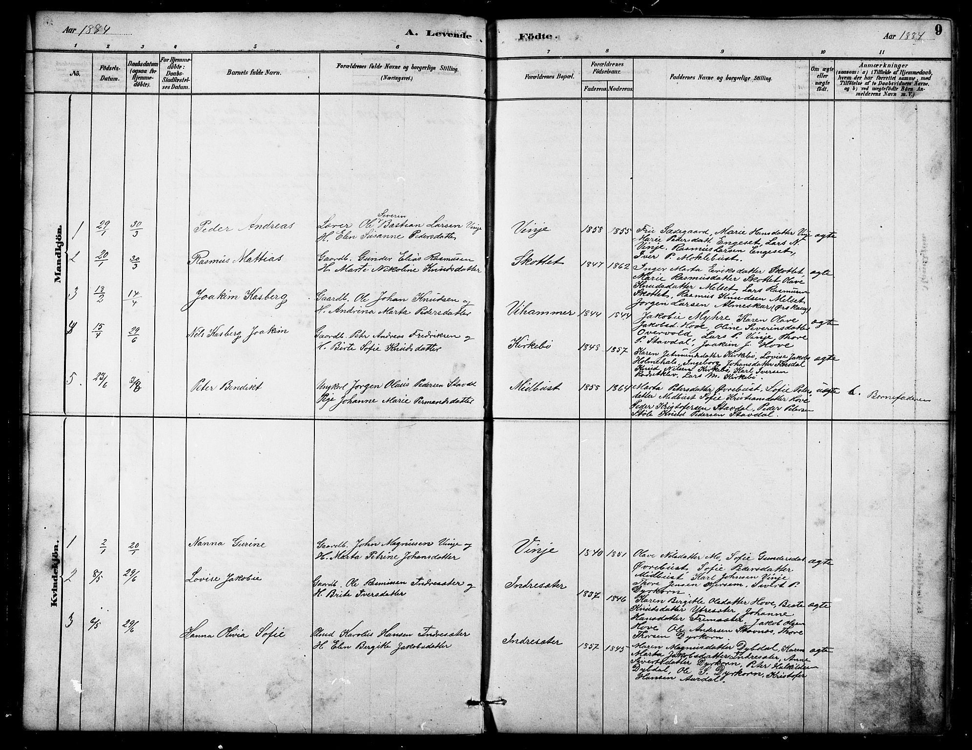 Ministerialprotokoller, klokkerbøker og fødselsregistre - Møre og Romsdal, SAT/A-1454/521/L0302: Parish register (copy) no. 521C03, 1882-1907, p. 9
