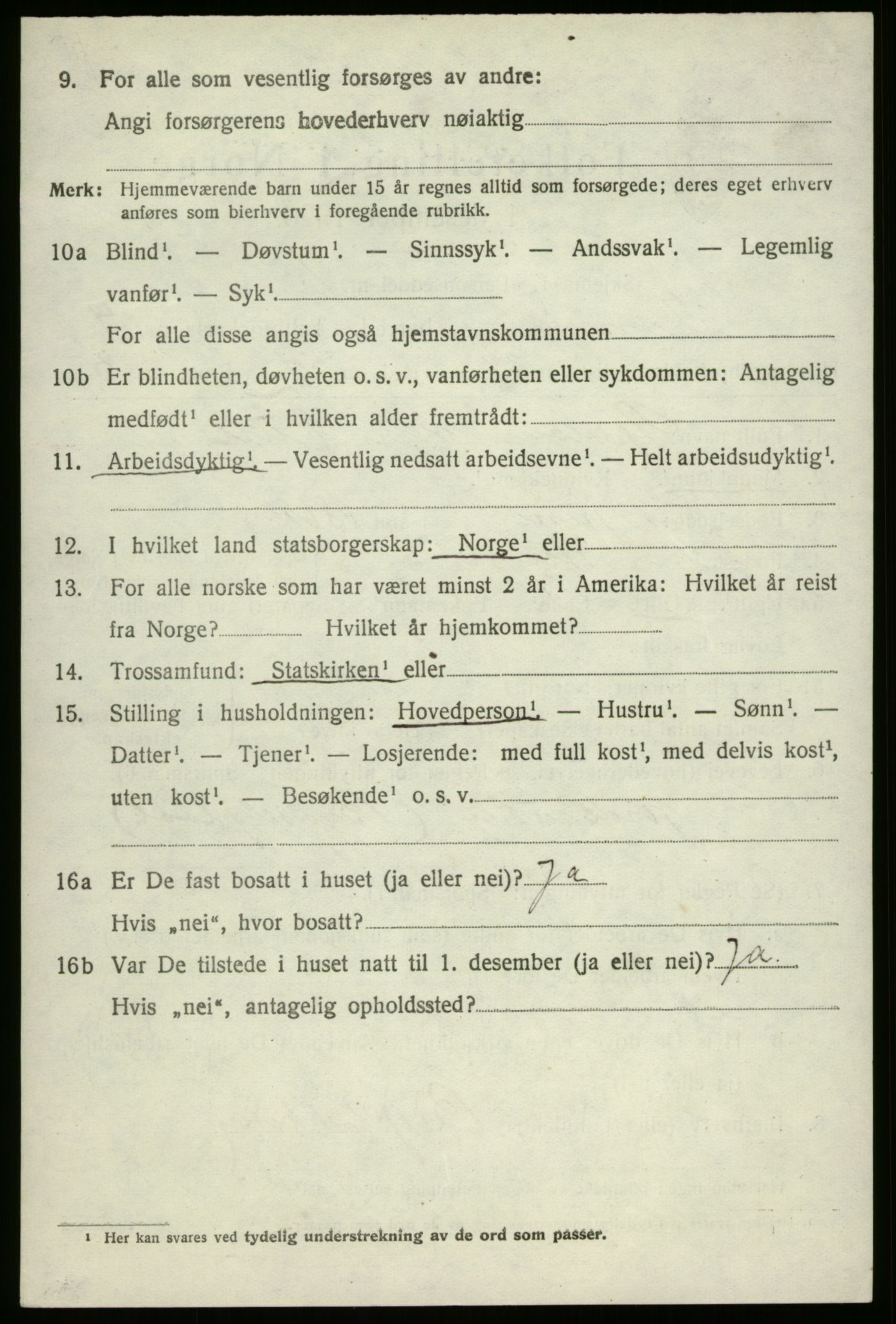 SAB, 1920 census for Innvik, 1920, p. 2516