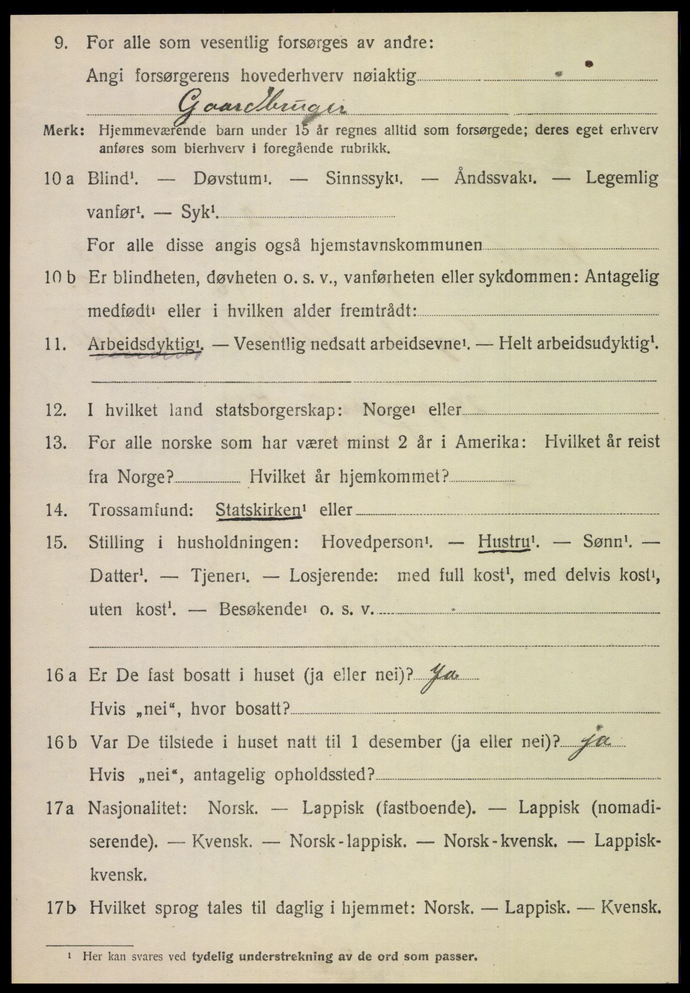 SAT, 1920 census for Fauske, 1920, p. 8363