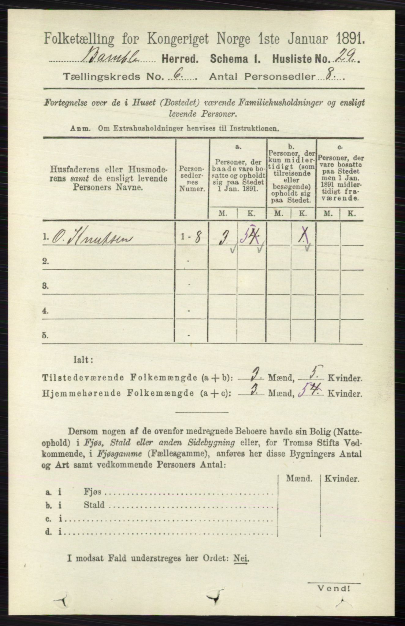 RA, 1891 census for 0814 Bamble, 1891, p. 2684