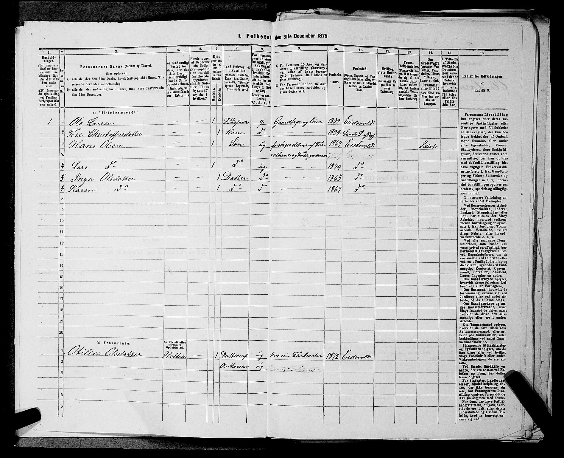 RA, 1875 census for 0237P Eidsvoll, 1875, p. 441