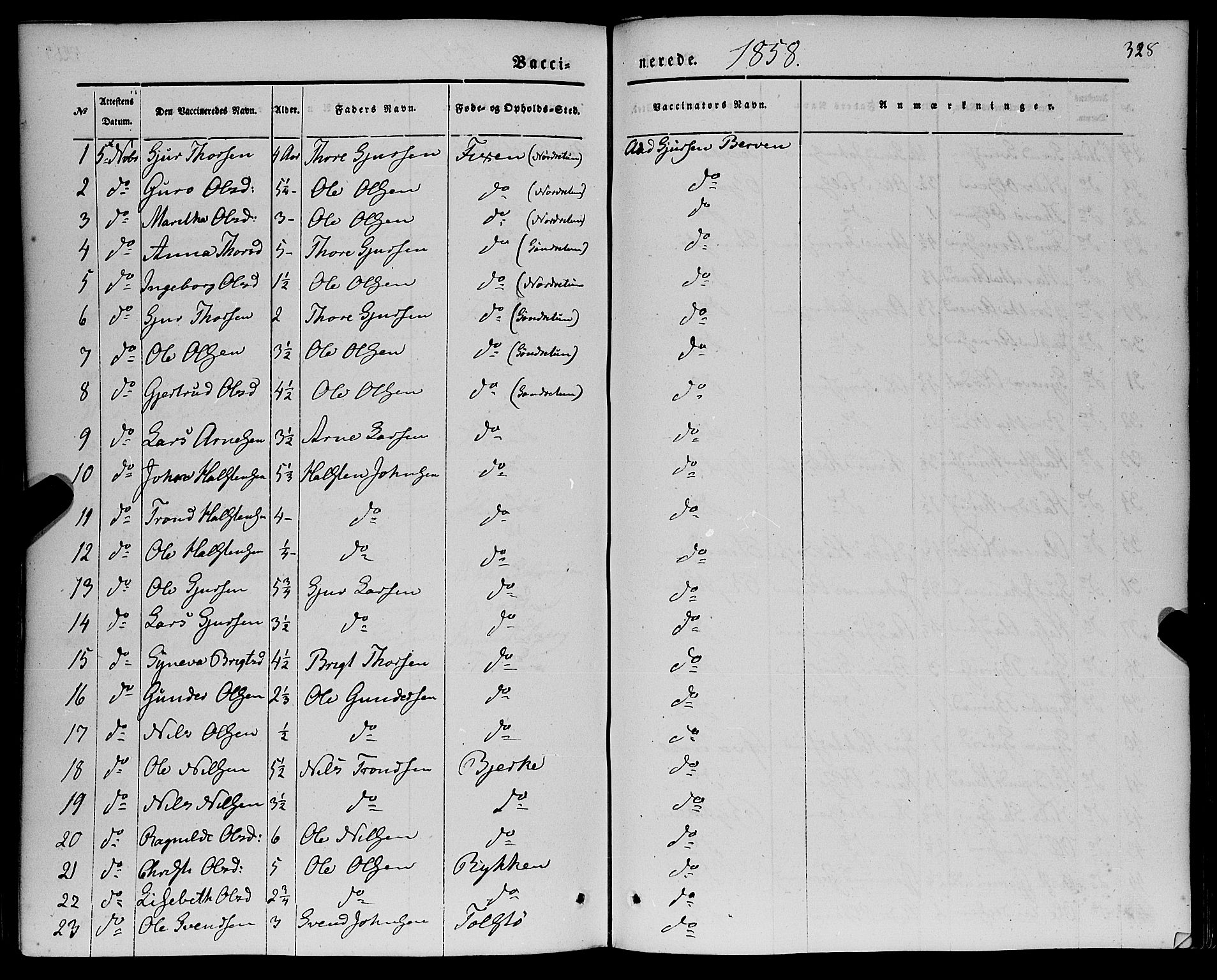 Kvam sokneprestembete, AV/SAB-A-76201/H/Haa: Parish register (official) no. A 8, 1844-1863, p. 328