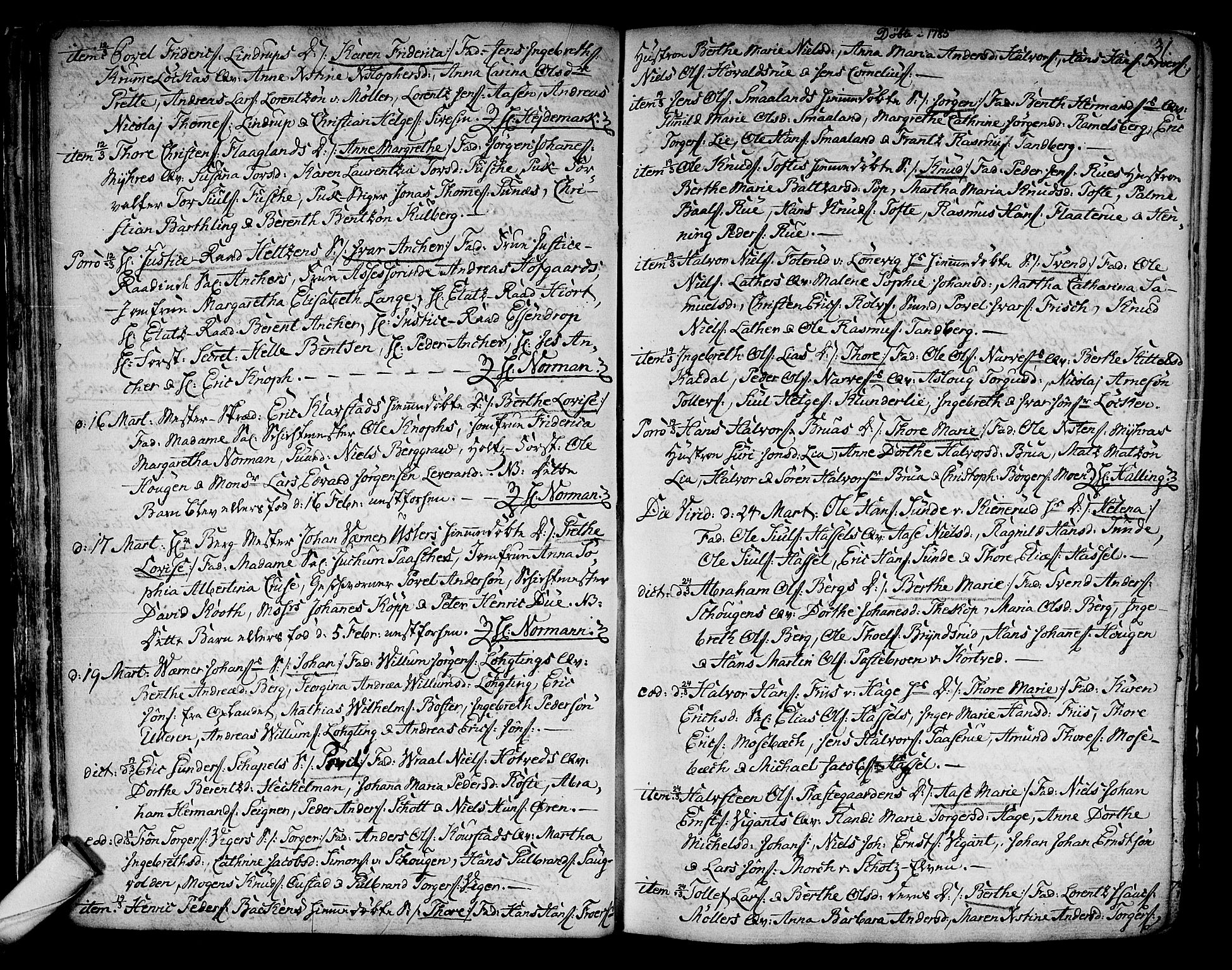 Kongsberg kirkebøker, SAKO/A-22/F/Fa/L0006: Parish register (official) no. I 6, 1783-1797, p. 31