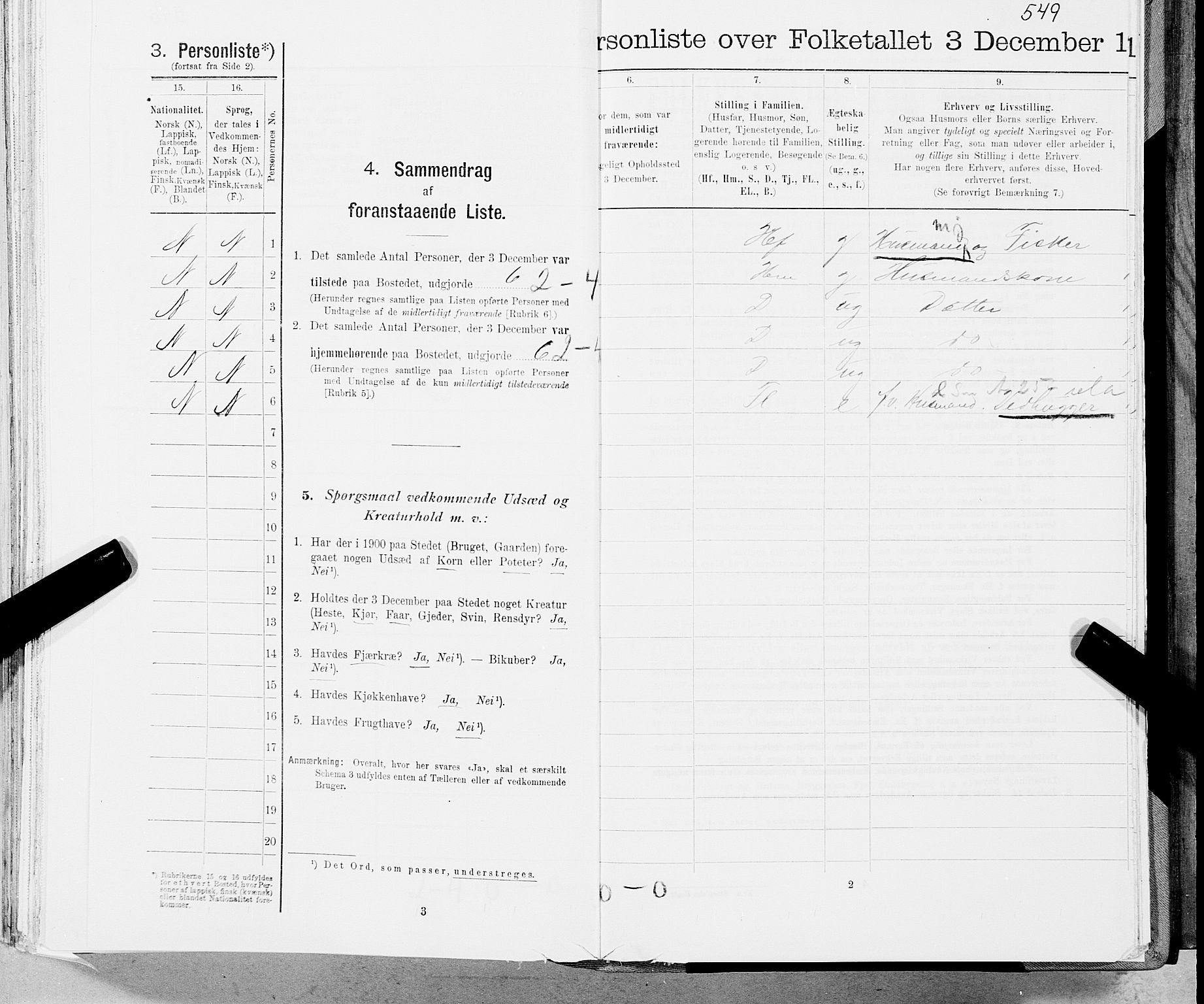 SAT, 1900 census for Skjerstad, 1900, p. 2010