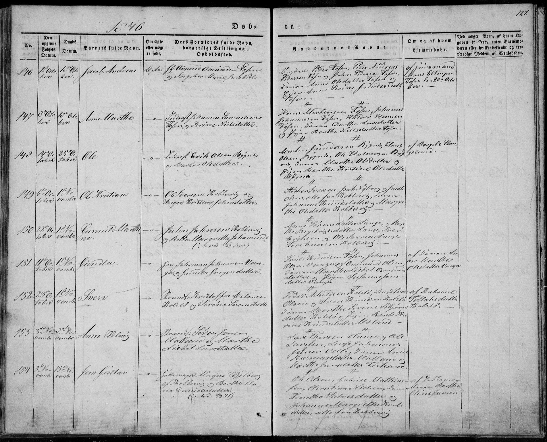 Avaldsnes sokneprestkontor, AV/SAST-A -101851/H/Ha/Haa/L0006: Parish register (official) no. A 6, 1839-1847, p. 127