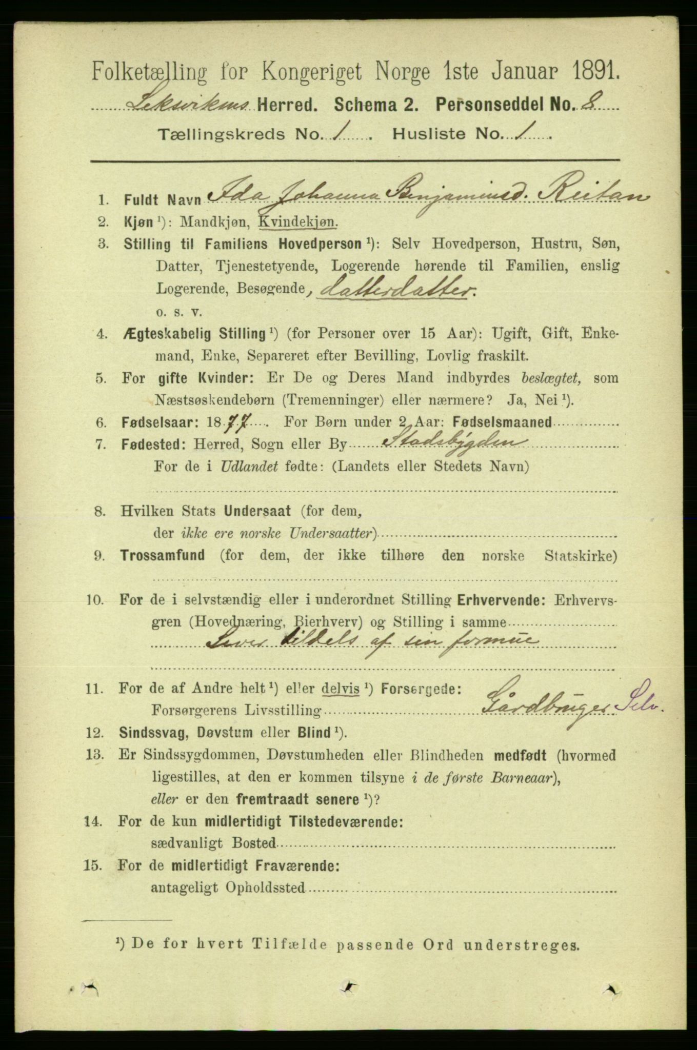 RA, 1891 census for 1718 Leksvik, 1891, p. 110