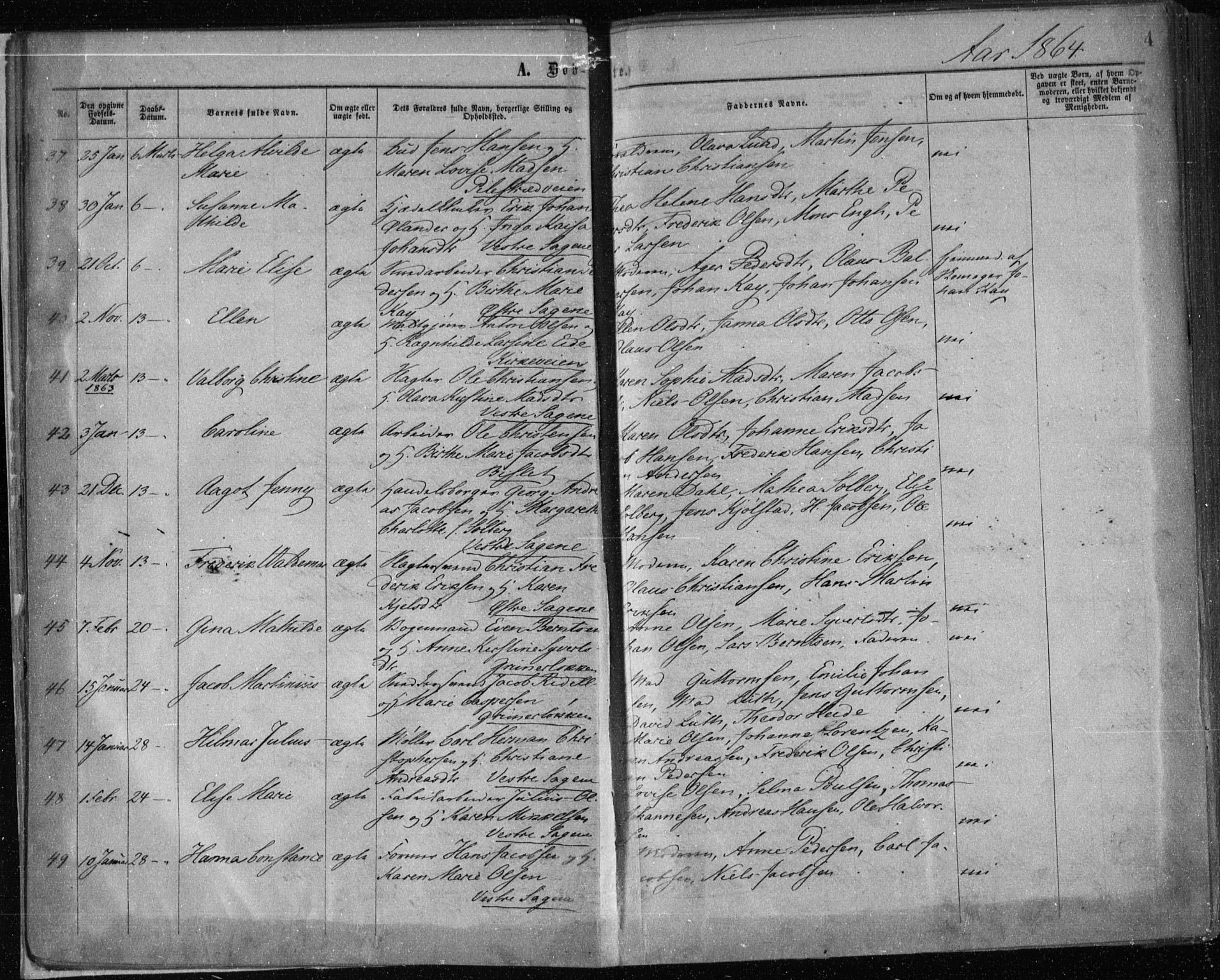 Gamle Aker prestekontor Kirkebøker, AV/SAO-A-10617a/F/L0002: Parish register (official) no. 2, 1864-1872, p. 4