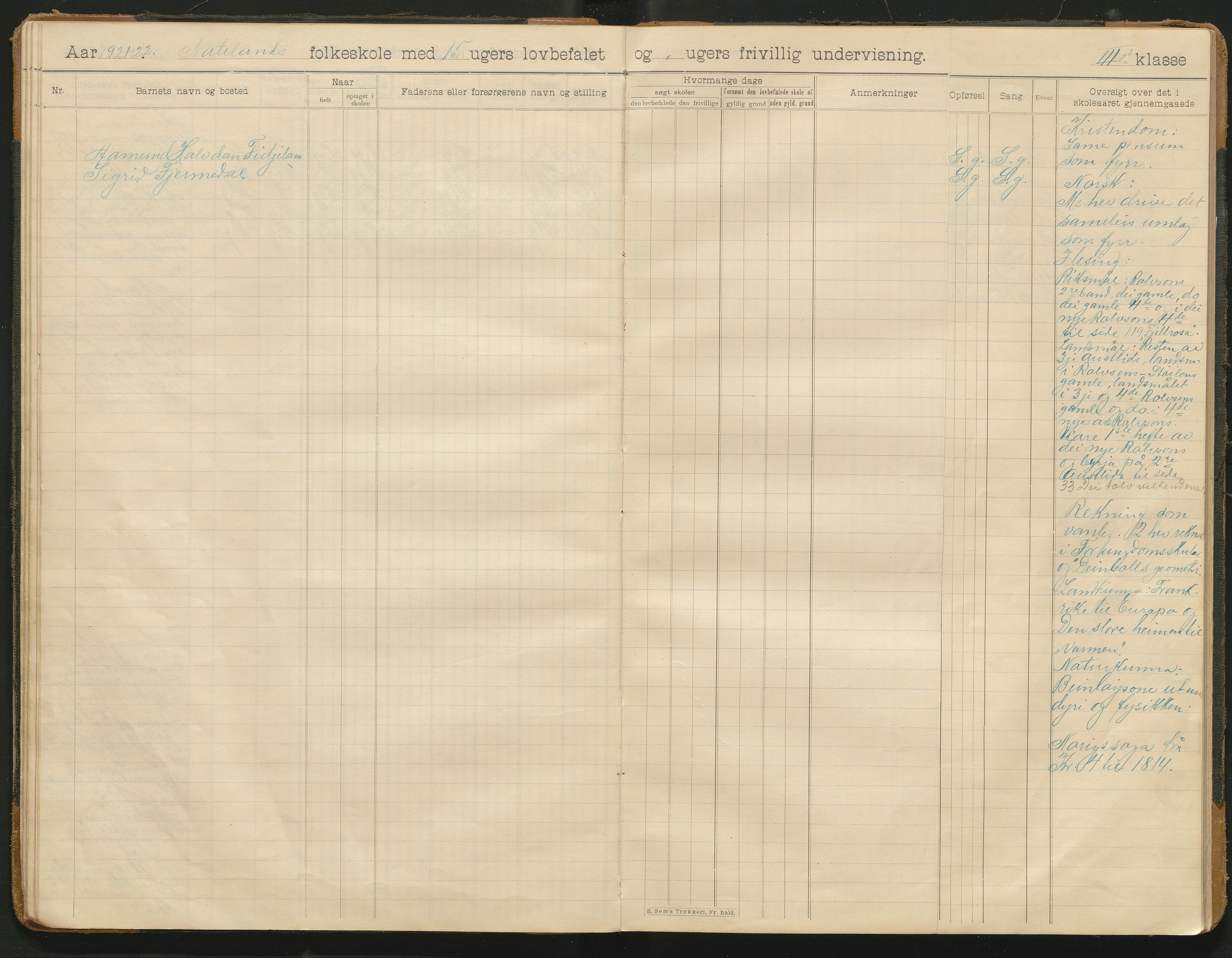 Iveland kommune, De enkelte kretsene/Skolene, AAKS/KA0935-550/A_8/L0005: Dagbok for Nateland og Grosås krets, 1905-1953