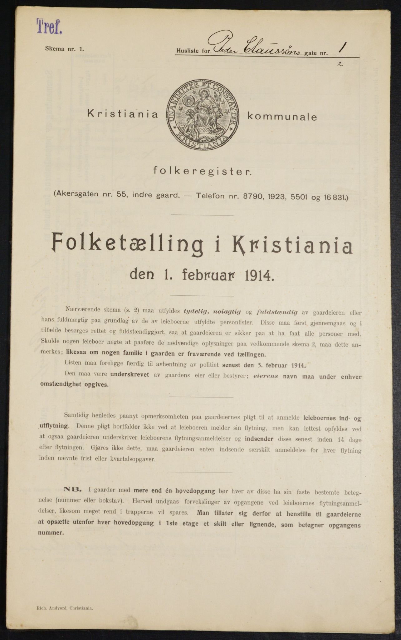 OBA, Municipal Census 1914 for Kristiania, 1914, p. 78799