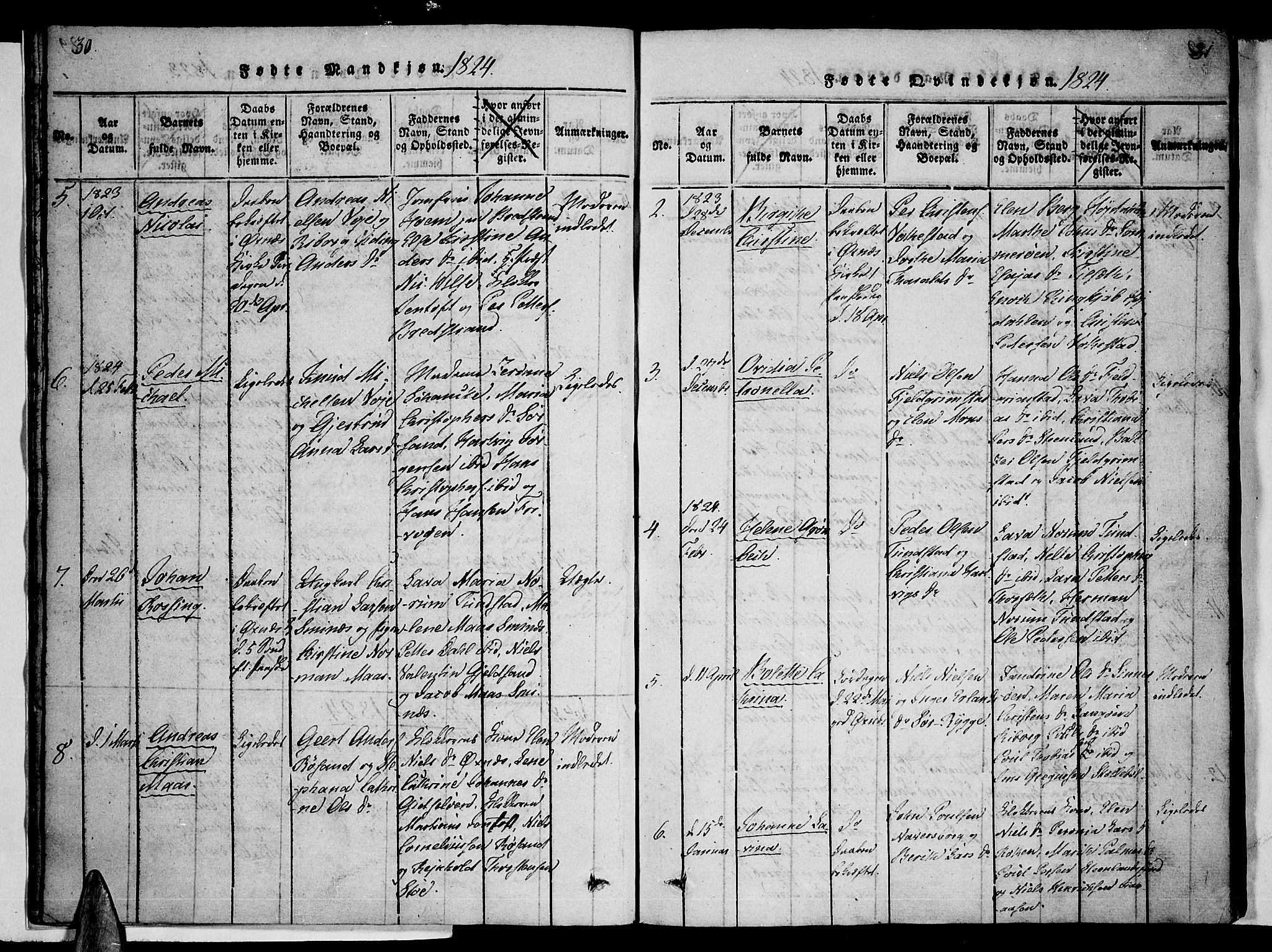 Ministerialprotokoller, klokkerbøker og fødselsregistre - Nordland, AV/SAT-A-1459/893/L1331: Parish register (official) no. 893A04, 1820-1840, p. 30-31